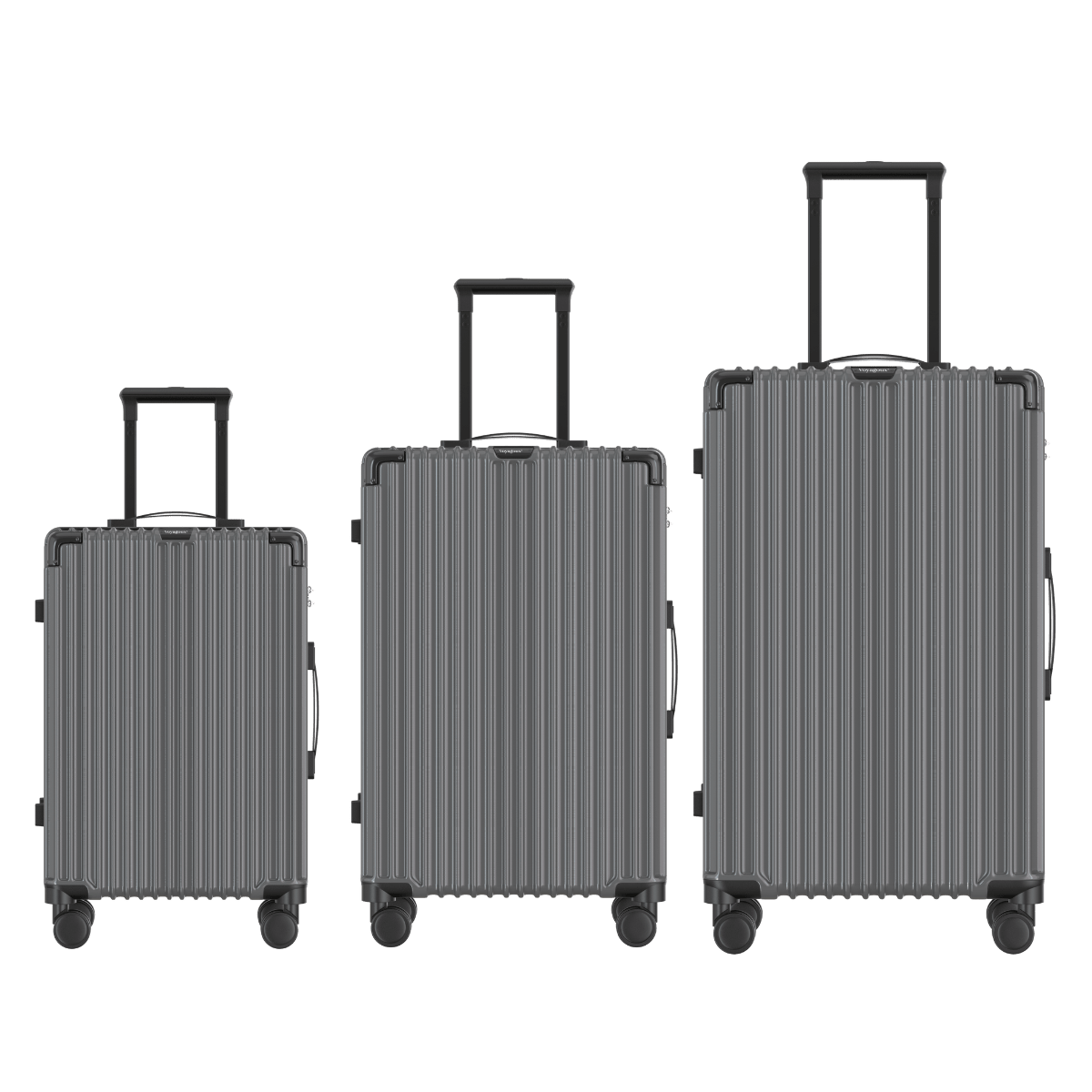 Voyagoux® CLASSIC - 3 - delige Duurzame Reiskoffer Set - Donkergrijs | S / M / L - Voyagoux