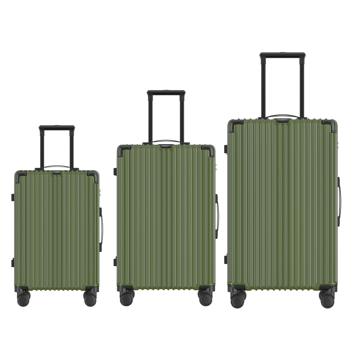 Voyagoux® CLASSIC - 3 - delige Duurzame Reiskoffer Set - Olijfgroen | S / M / L - Voyagoux