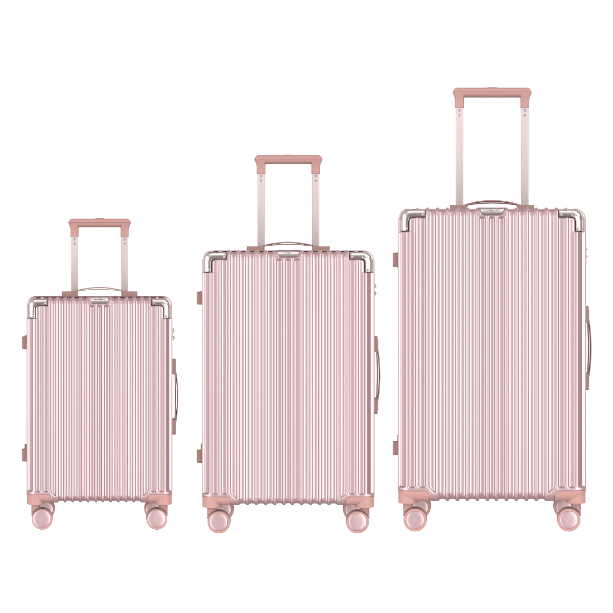 Voyagoux® CLASSIC - 3 - delige Duurzame Reiskoffer Set - Rose Gold | S / M / L - Voyagoux