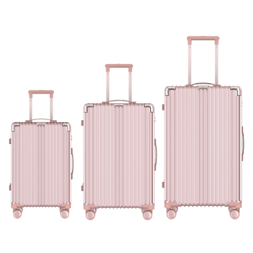 Voyagoux® CLASSIC - 3 - delige Duurzame Reiskoffer Set - Rose Gold | S / M / L - Voyagoux