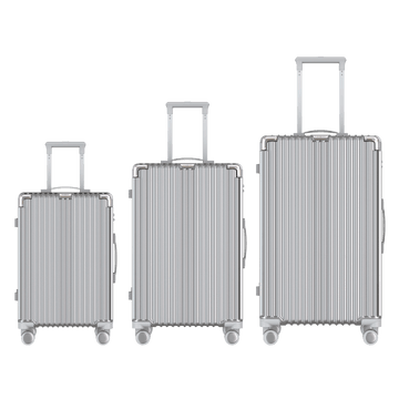 Voyagoux® CLASSIC - 3 - delige Duurzame Reiskoffer Set - Zilver | S / M / L - Voyagoux