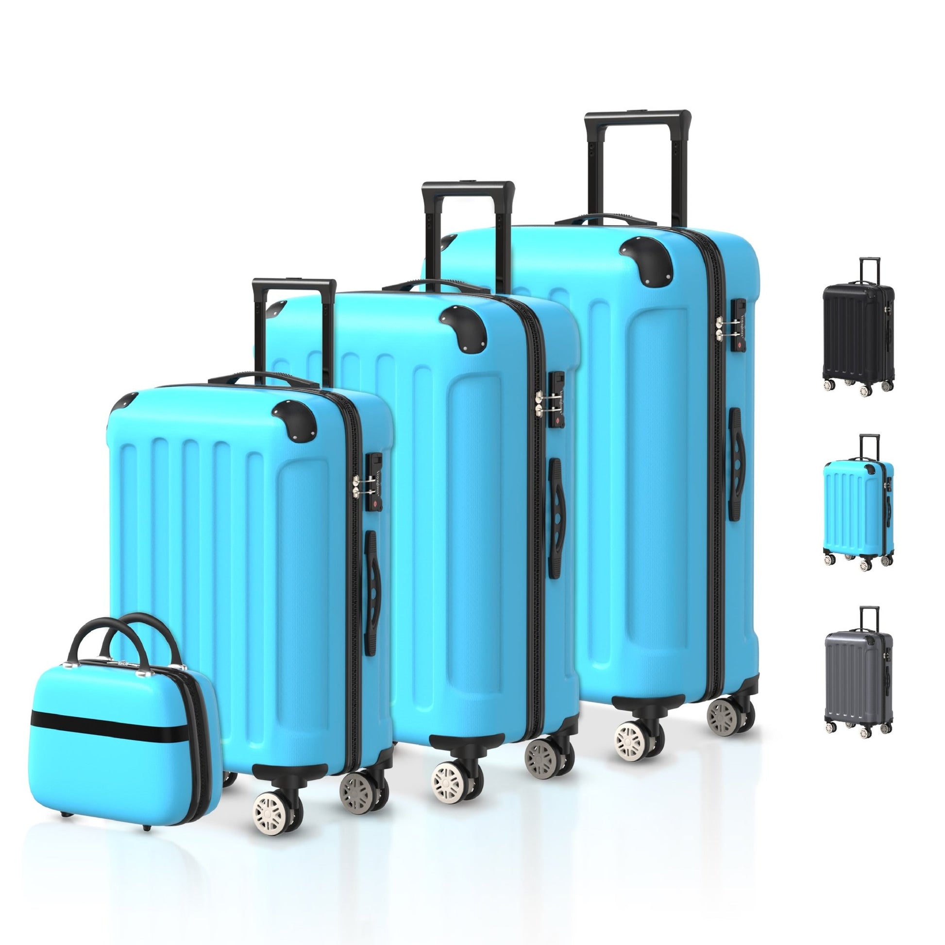 VOYAGOUX Durable Piece ABS Travel Suitcase Set Light Blue L M S XS