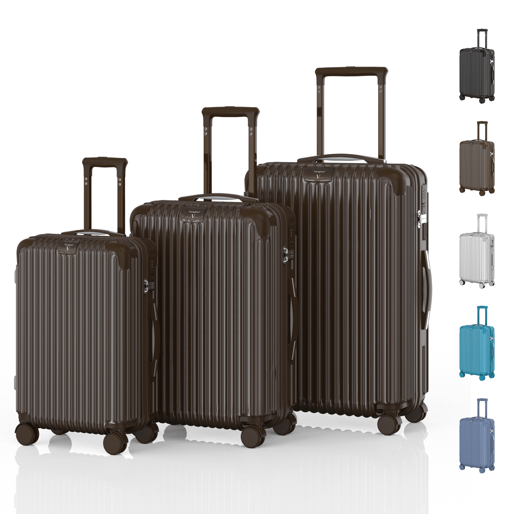 Voyagoux® ESSENTIALS - 2 - delige Stijlvolle Reiskoffer Set - Donkerbruin | M / L - Voyagoux