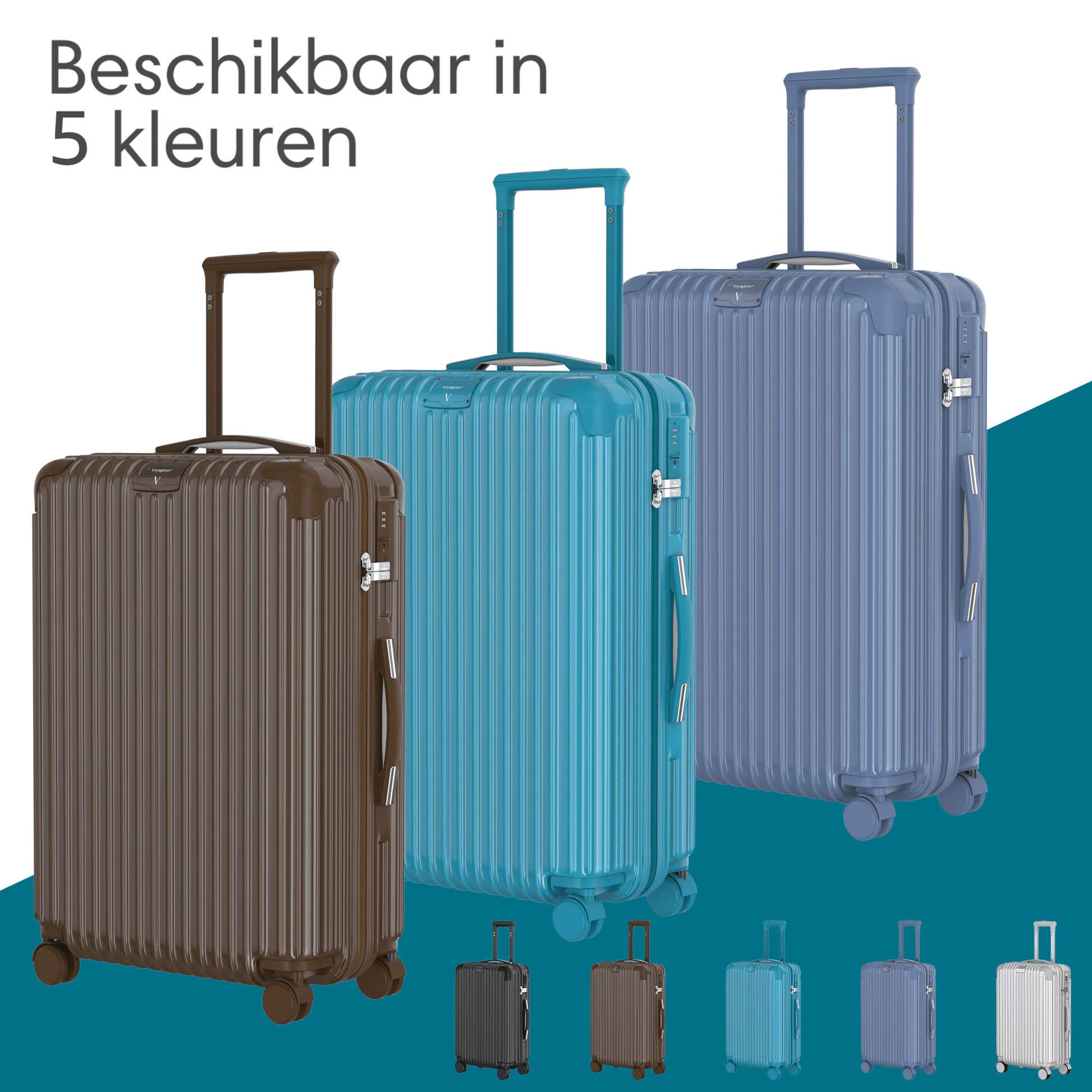 Voyagoux® ESSENTIALS - 2 - delige Stijlvolle Reiskoffer Set - Lichtblauw | M / L - Voyagoux