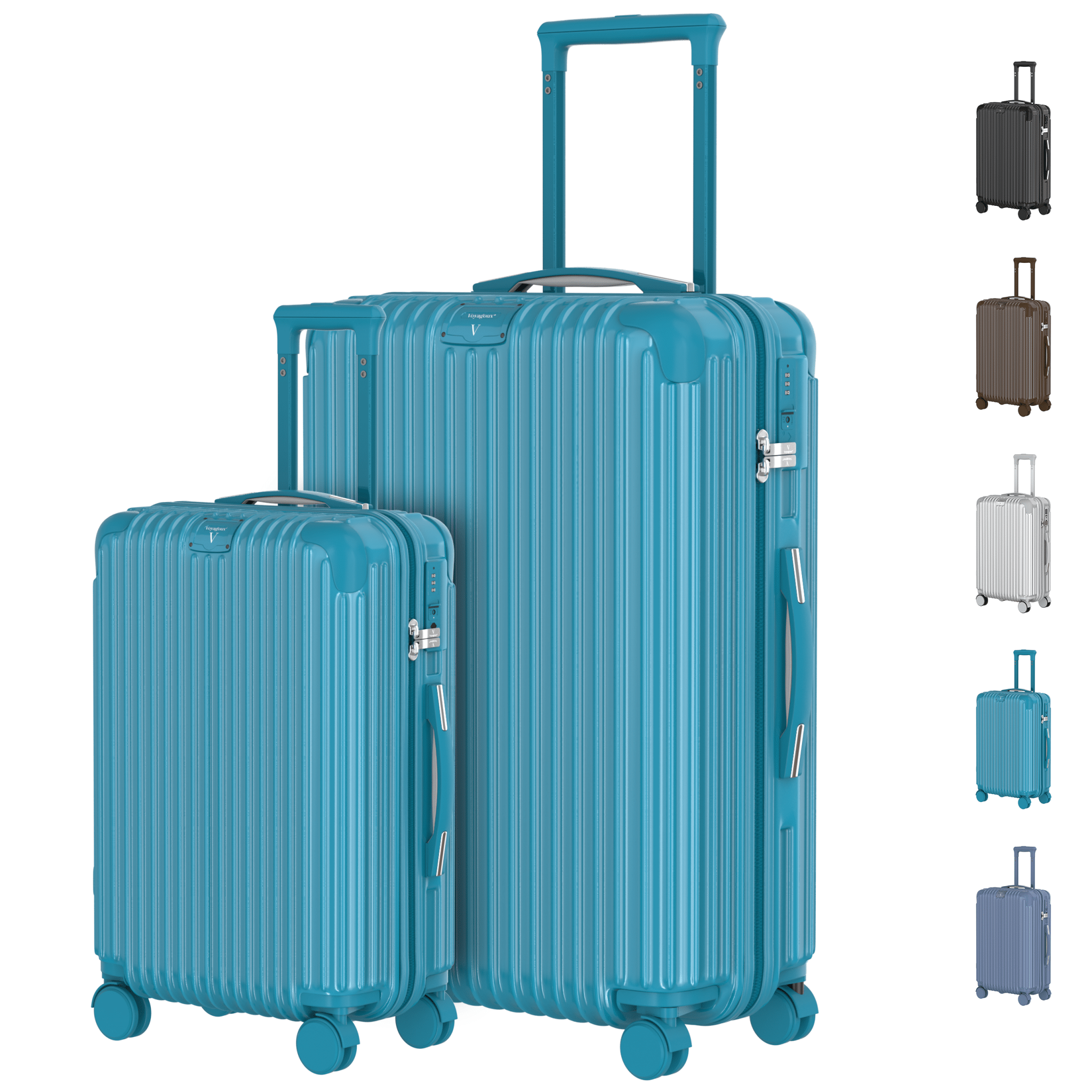 Voyagoux® ESSENTIALS - 2 - delige Stijlvolle Reiskoffer Set - Lichtblauw | S / L - Voyagoux