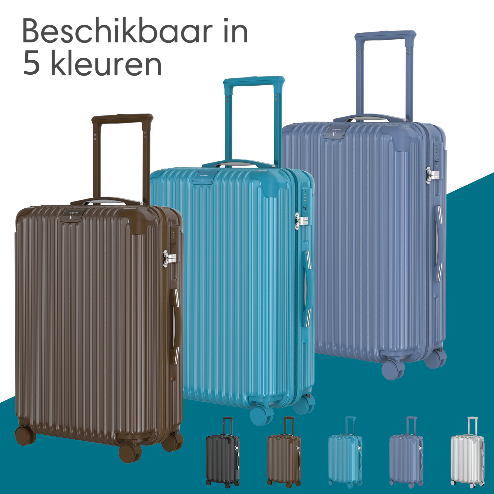 Voyagoux® ESSENTIALS - 2 - delige Stijlvolle Reiskoffer Set - Lichtblauw | S / M - Voyagoux