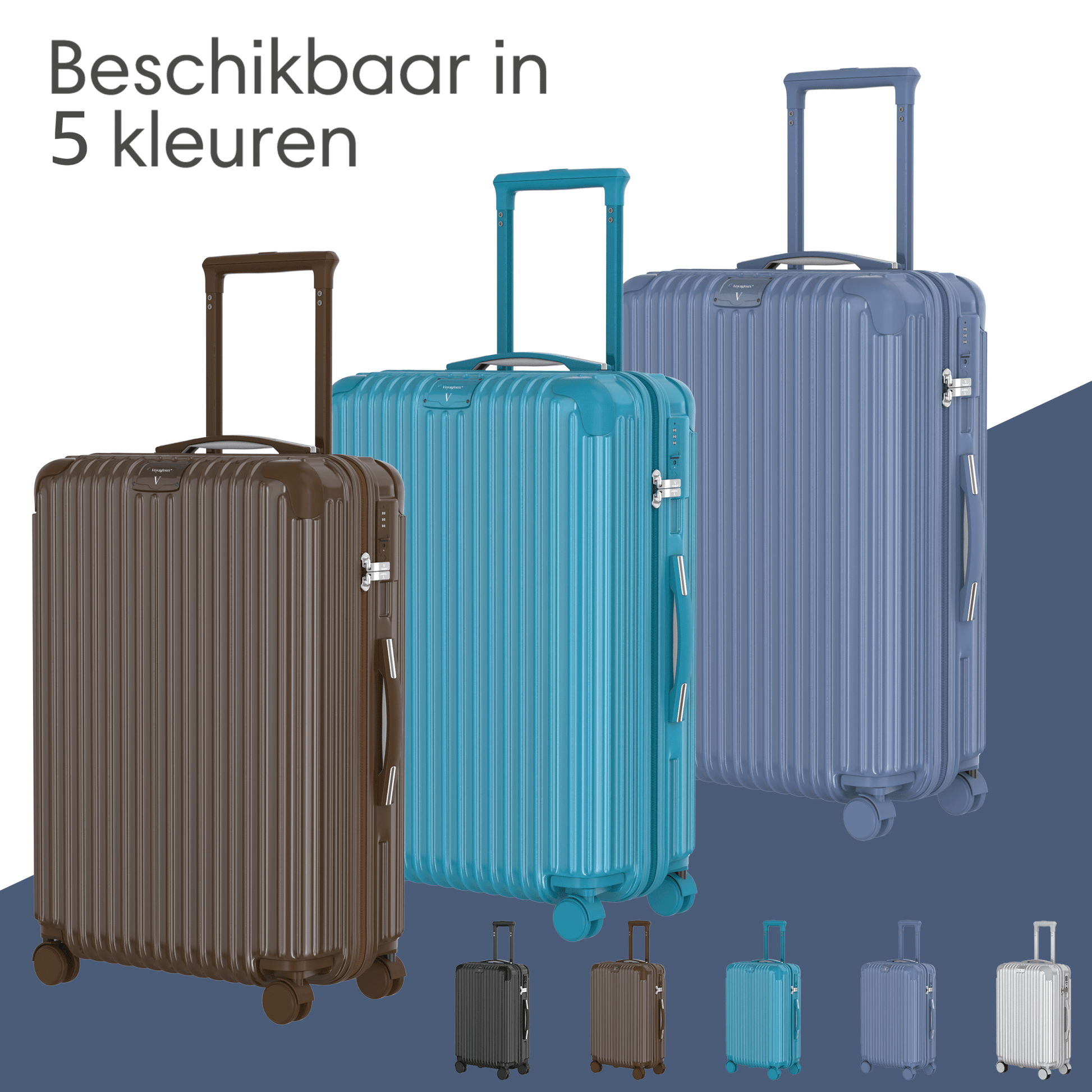 Voyagoux® ESSENTIALS - 2 - delige Stijlvolle Reiskoffer Set - Nardo Grijs | M / L - Voyagoux