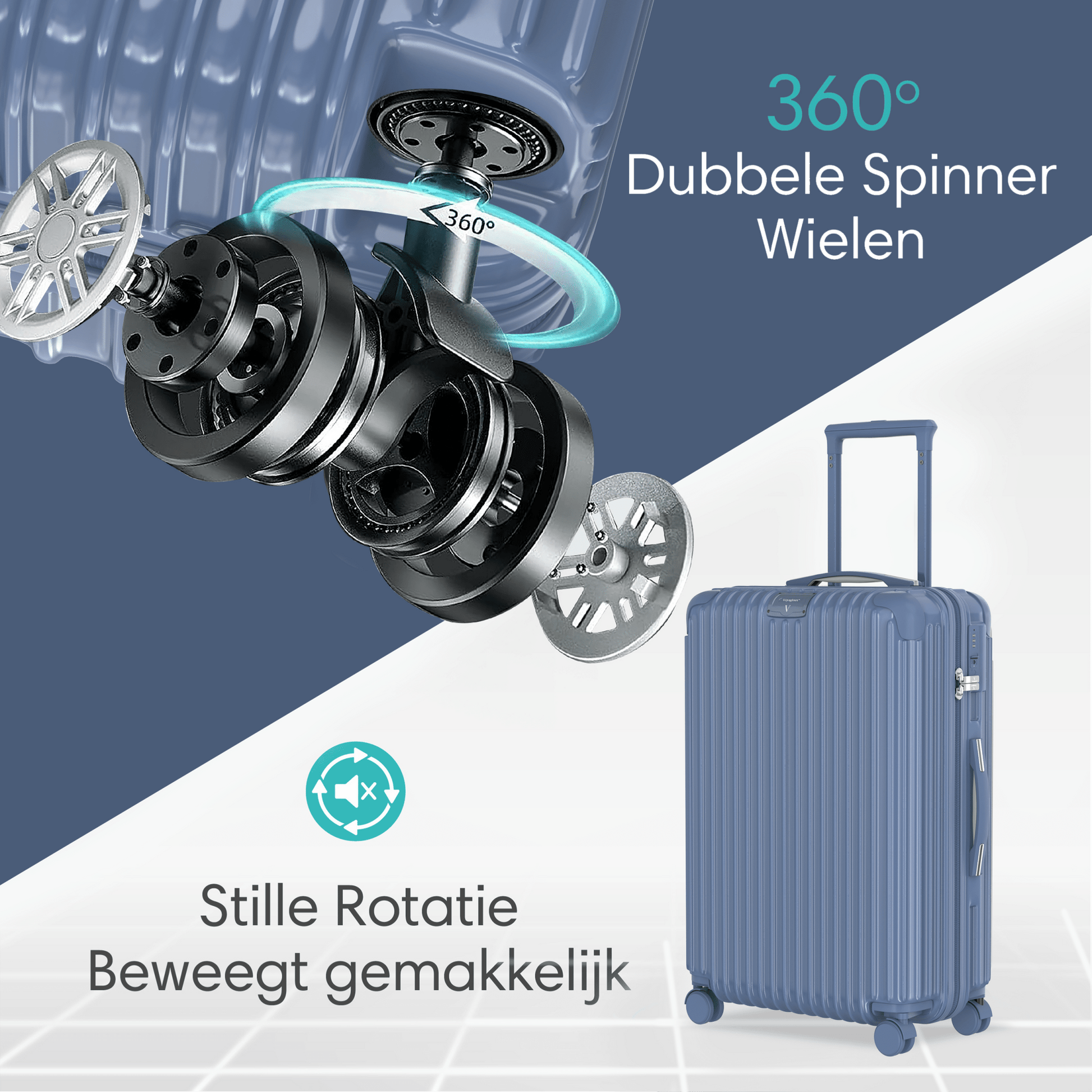 Voyagoux® ESSENTIALS - 2 - delige Stijlvolle Reiskoffer Set - Nardo Grijs | M / L - Voyagoux