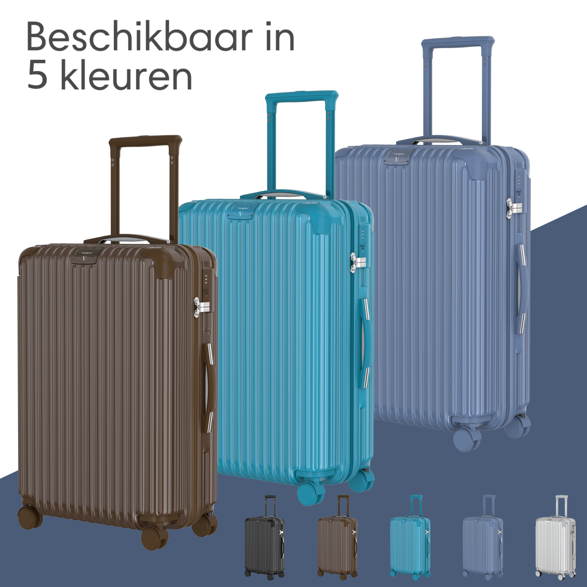 Voyagoux® ESSENTIALS - 2 - delige Stijlvolle Reiskoffer Set - Nardo Grijs | S / L - Voyagoux