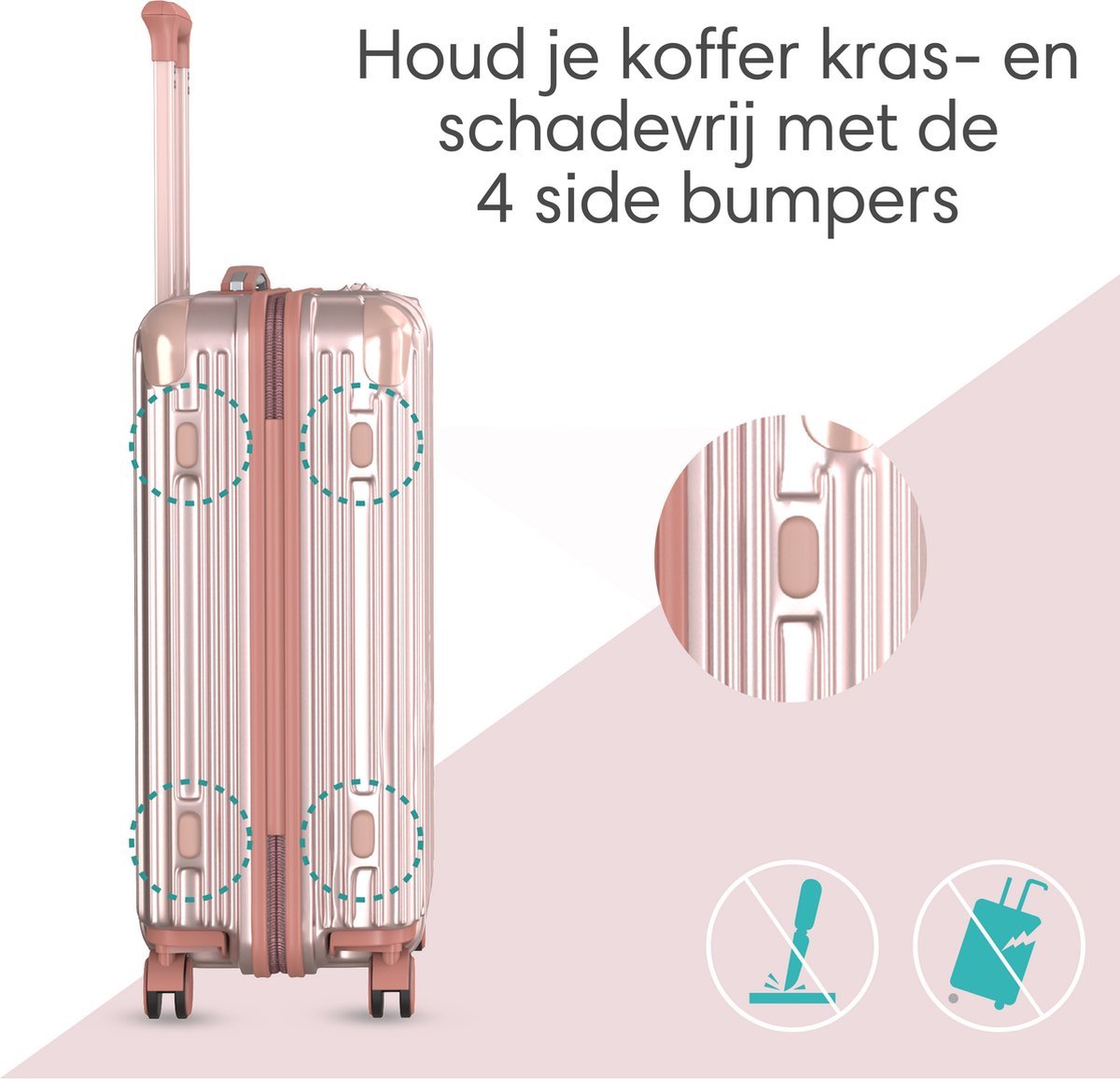 Voyagoux® ESSENTIALS - 2 - delige Stijlvolle Reiskoffer Set - Rose Gold | M / L - Voyagoux