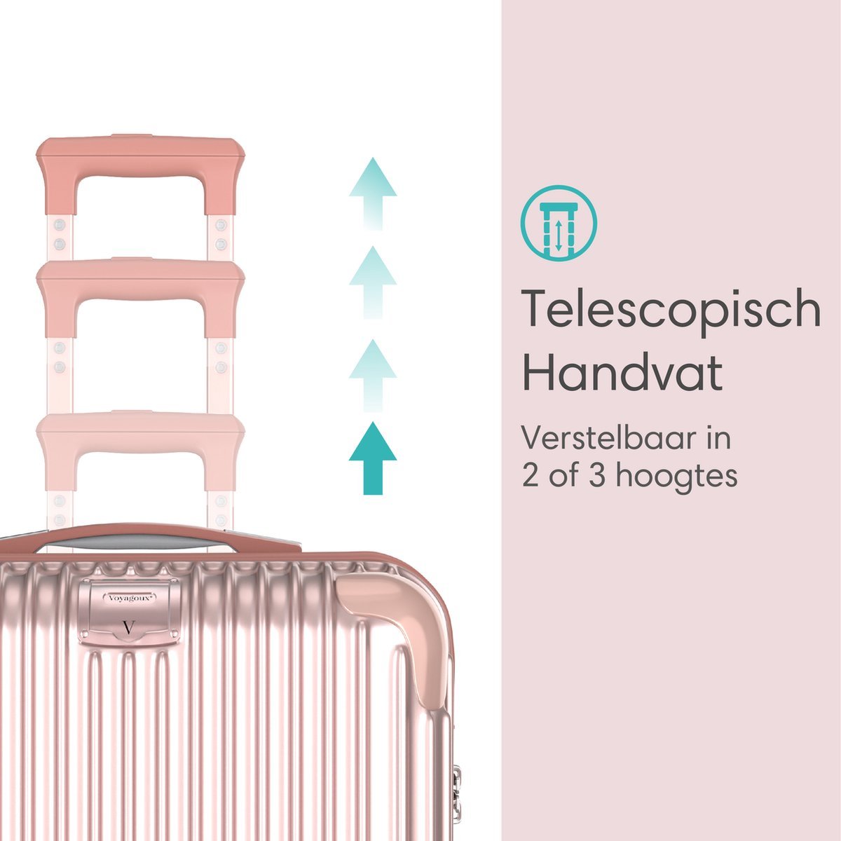 Voyagoux® ESSENTIALS - 2 - delige Stijlvolle Reiskoffer Set - Rose Gold | M / L - Voyagoux