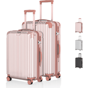 Voyagoux® ESSENTIALS - 2 - delige Stijlvolle Reiskoffer Set - Rose Gold | M / L - Voyagoux