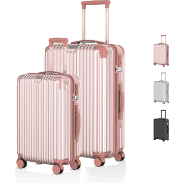 Voyagoux® ESSENTIALS - 2 - delige Stijlvolle Reiskoffer Set - Rose Gold | S / L - Voyagoux