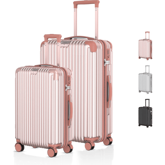 Voyagoux® ESSENTIALS – 2-teiliges stilvolles Reisekoffer-Set – Roségold | S/L