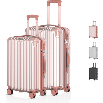 Voyagoux® ESSENTIALS - 2 - delige Stijlvolle Reiskoffer Set - Rose Gold | S / M - Voyagoux