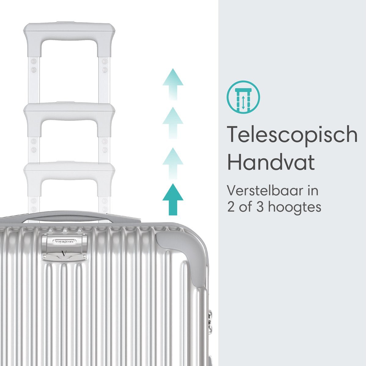 Voyagoux® ESSENTIALS - 2 - delige Stijlvolle Reiskoffer Set - Zilver | M / L - Voyagoux