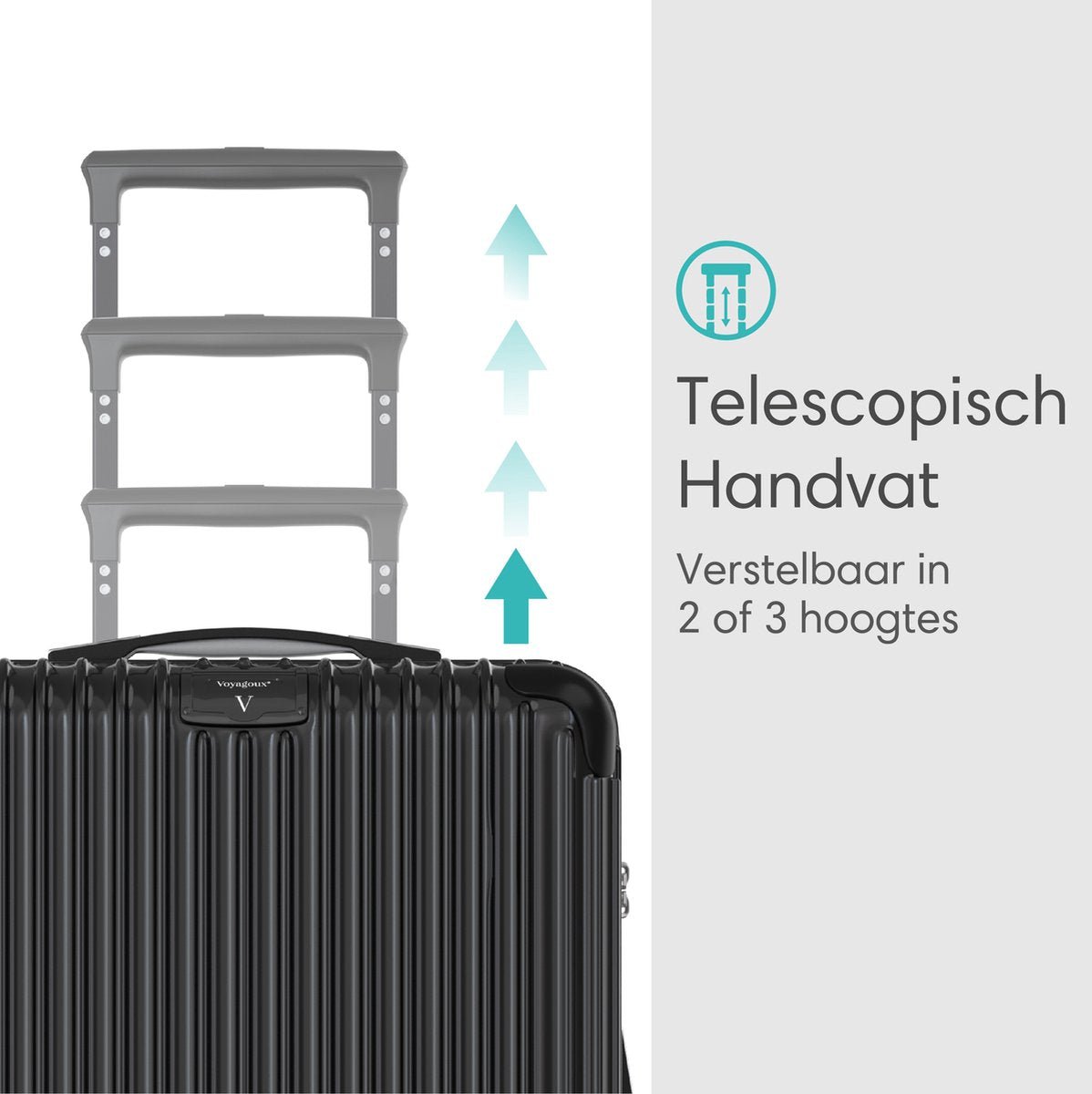 Voyagoux® ESSENTIALS - 2 - delige Stijlvolle Reiskoffer Set - Zwart | M / L - Voyagoux