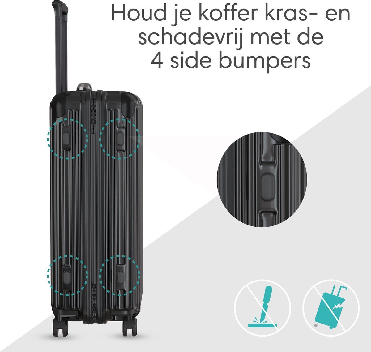 Voyagoux® ESSENTIALS - 2 - delige Stijlvolle Reiskoffer Set - Zwart | M / L - Voyagoux