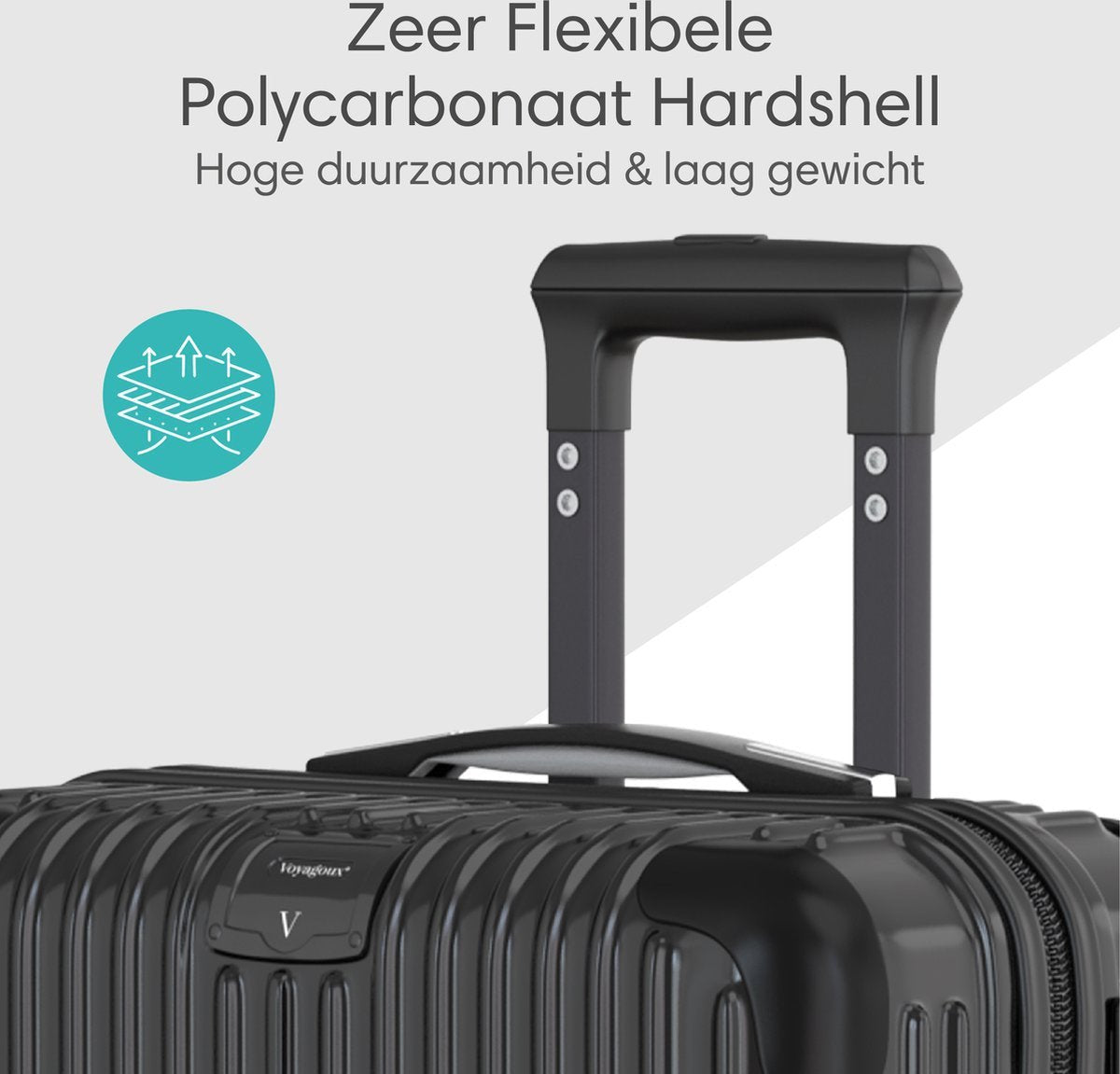 Voyagoux® ESSENTIALS - 2 - delige Stijlvolle Reiskoffer Set - Zwart | M / L - Voyagoux