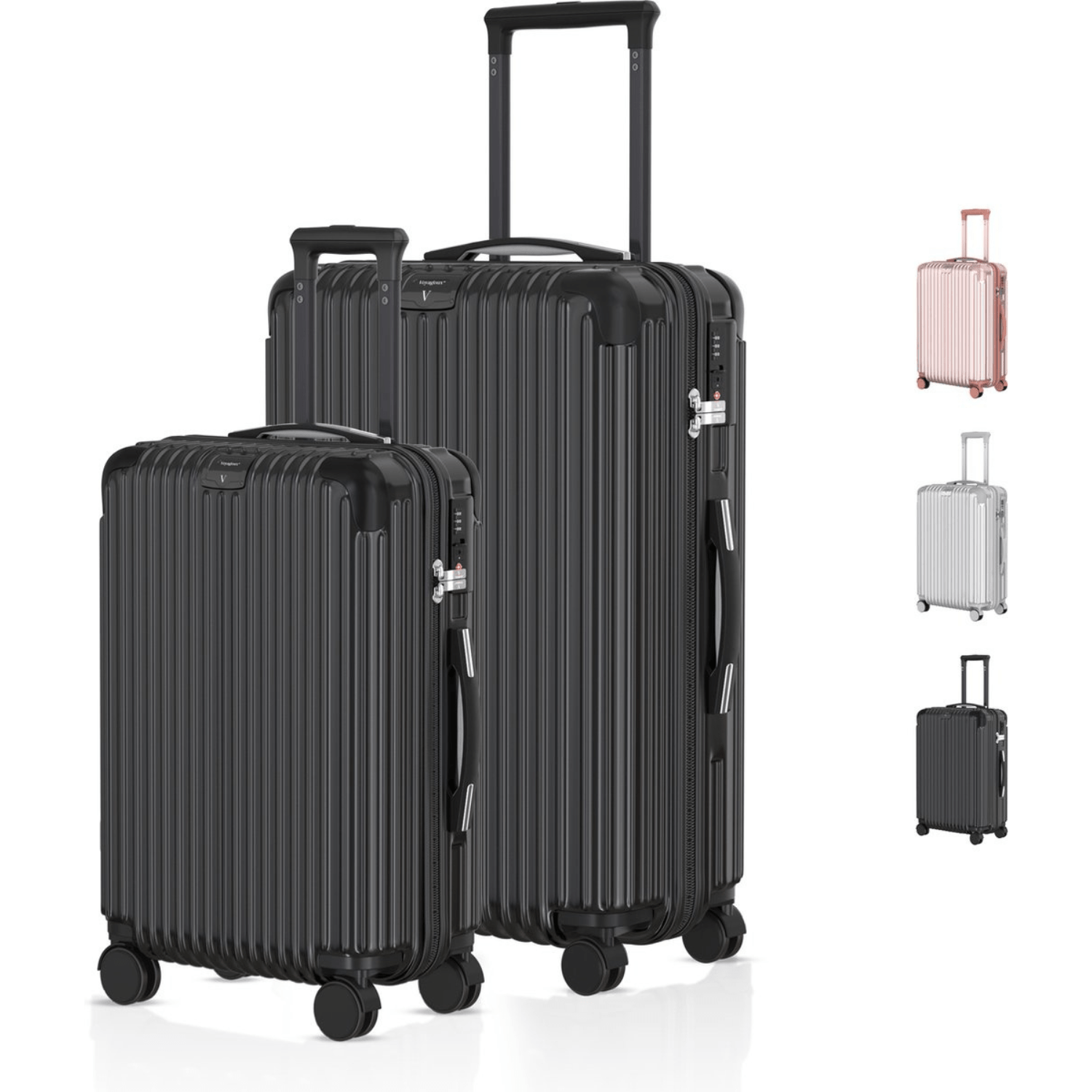 Voyagoux® ESSENTIALS - 2 - delige Stijlvolle Reiskoffer Set - Zwart | S / L - Voyagoux