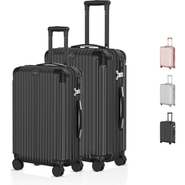 Voyagoux® ESSENTIALS - 2 - delige Stijlvolle Reiskoffer Set - Zwart | S / M - Voyagoux