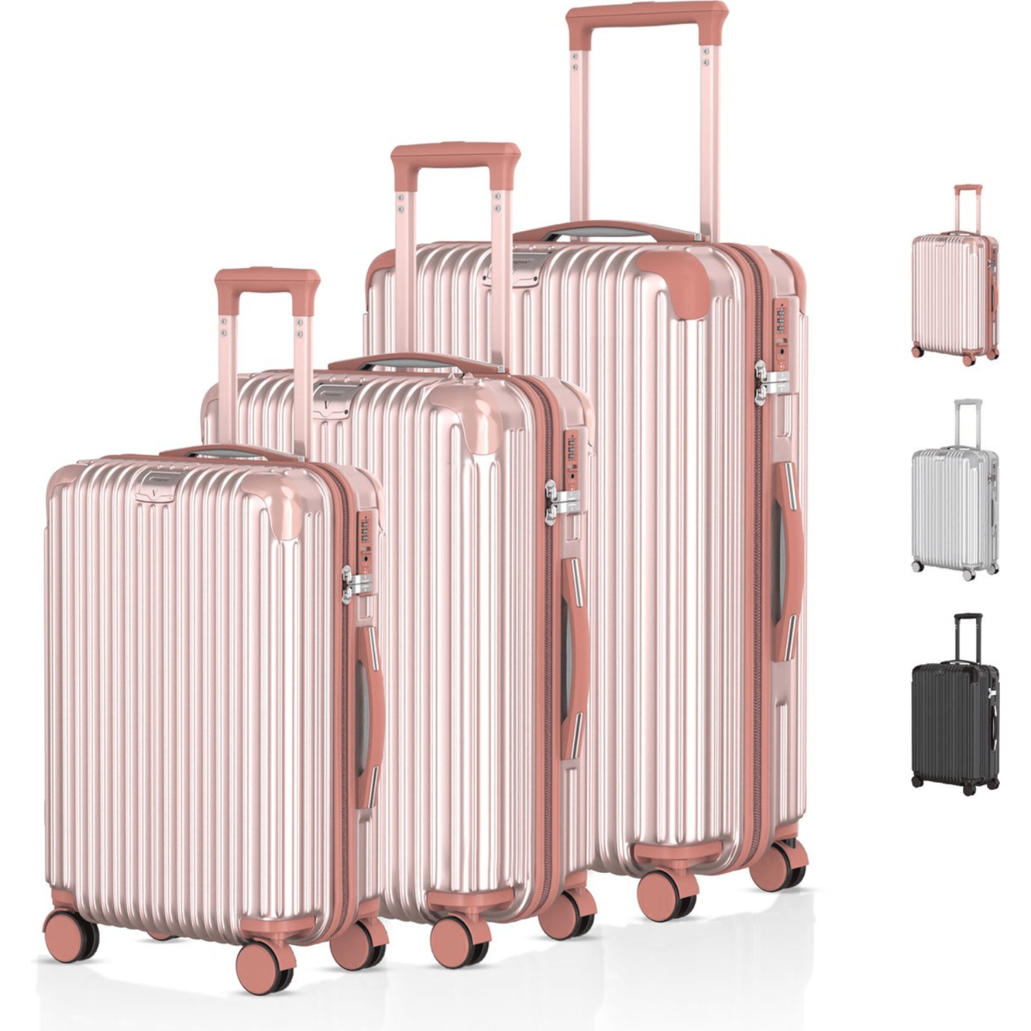 Voyagoux® Essentials - 3 - delige Duurzame Reiskoffer Set - Rose Gold - S / M / L - Voyagoux