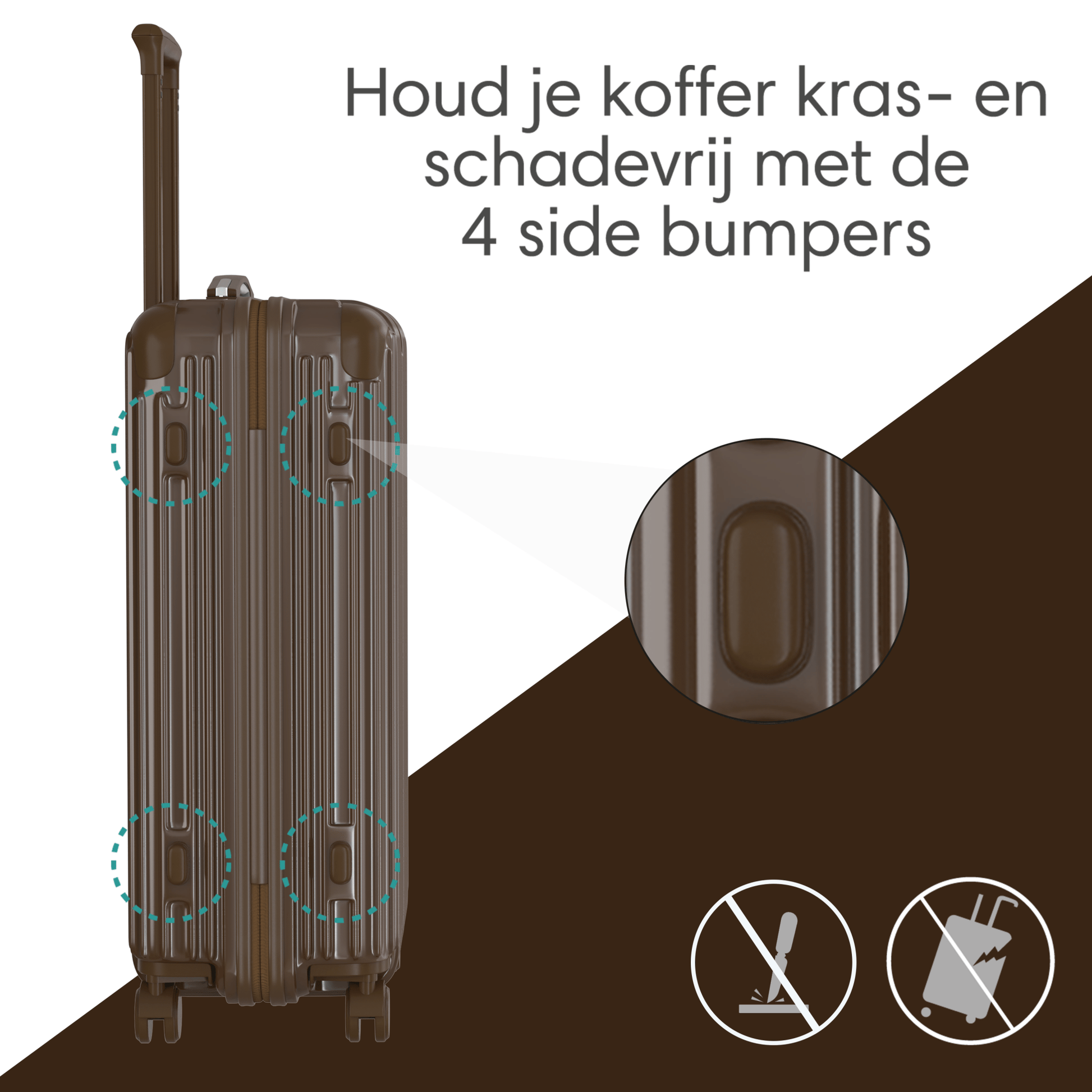 Voyagoux® ESSENTIALS - Handbagage - Stijlvolle Reiskoffer - Donkerbruin | 40L, Small (S) - Voyagoux