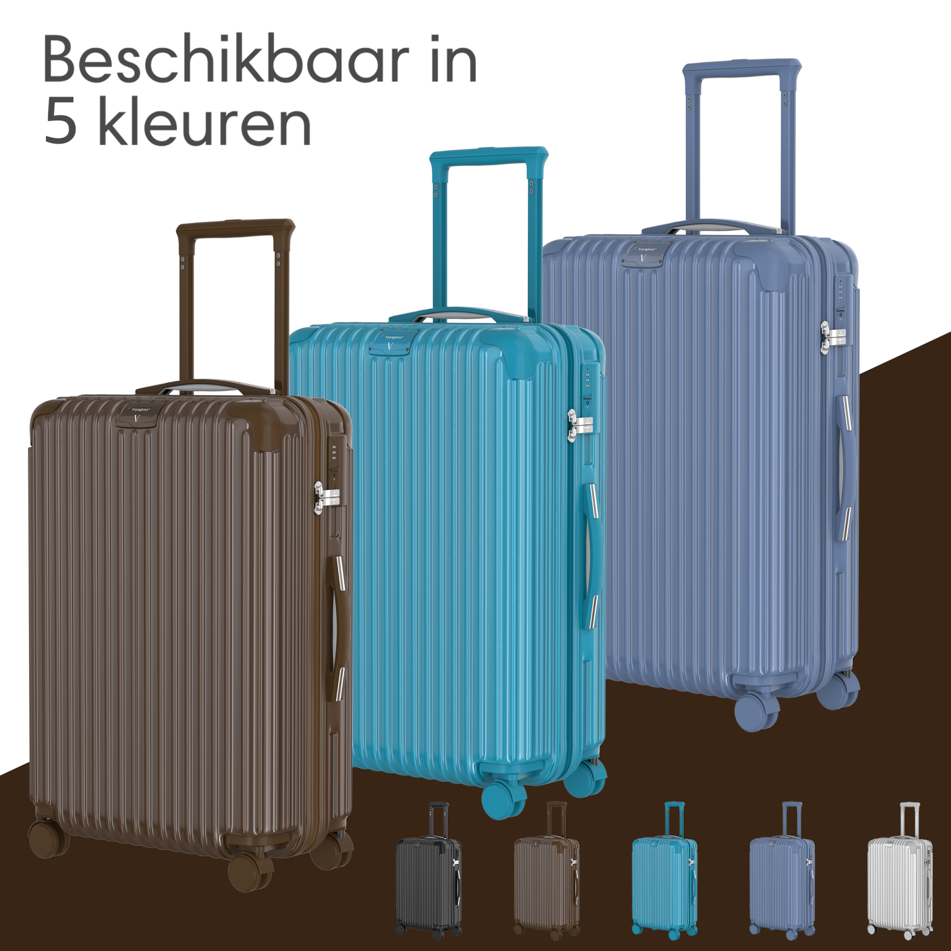 Voyagoux® ESSENTIALS - Handbagage - Stijlvolle Reiskoffer - Donkerbruin | 40L, Small (S) - Voyagoux