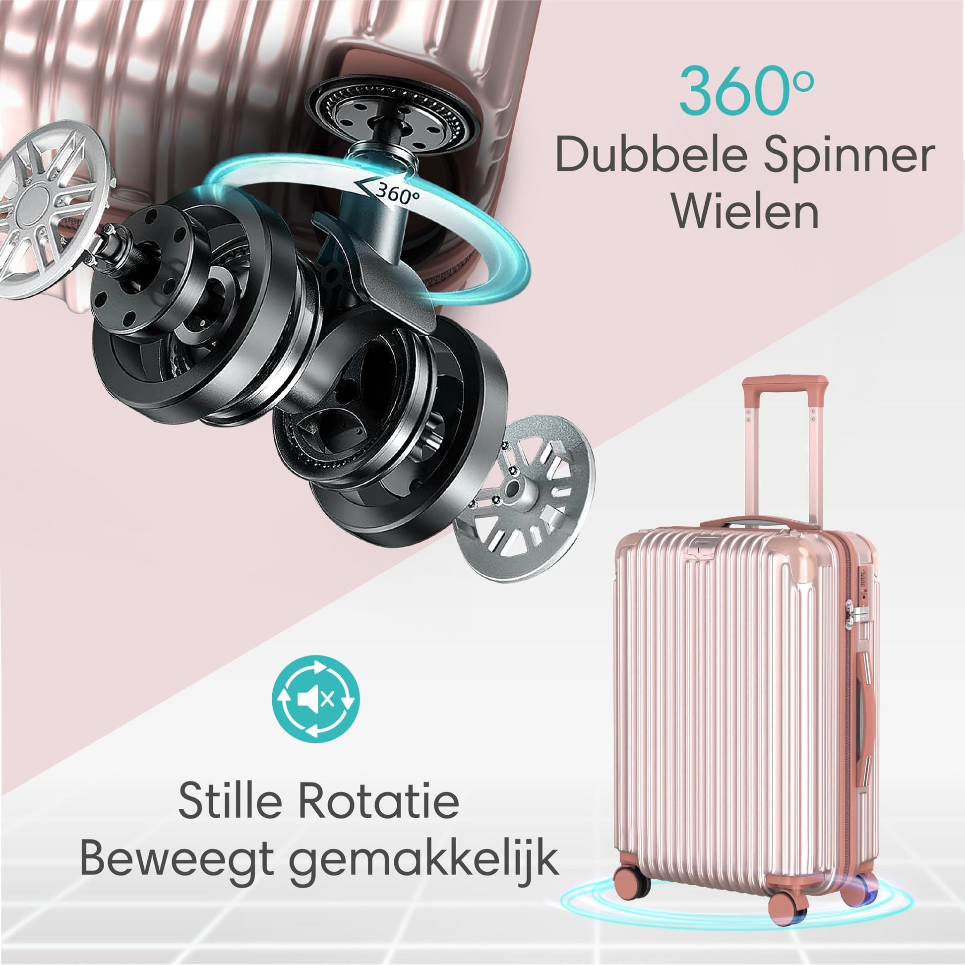 Voyagoux® ESSENTIALS - Handbagage - Stijlvolle Reiskoffer - Rose Gold | 40L, Small (S) - Voyagoux