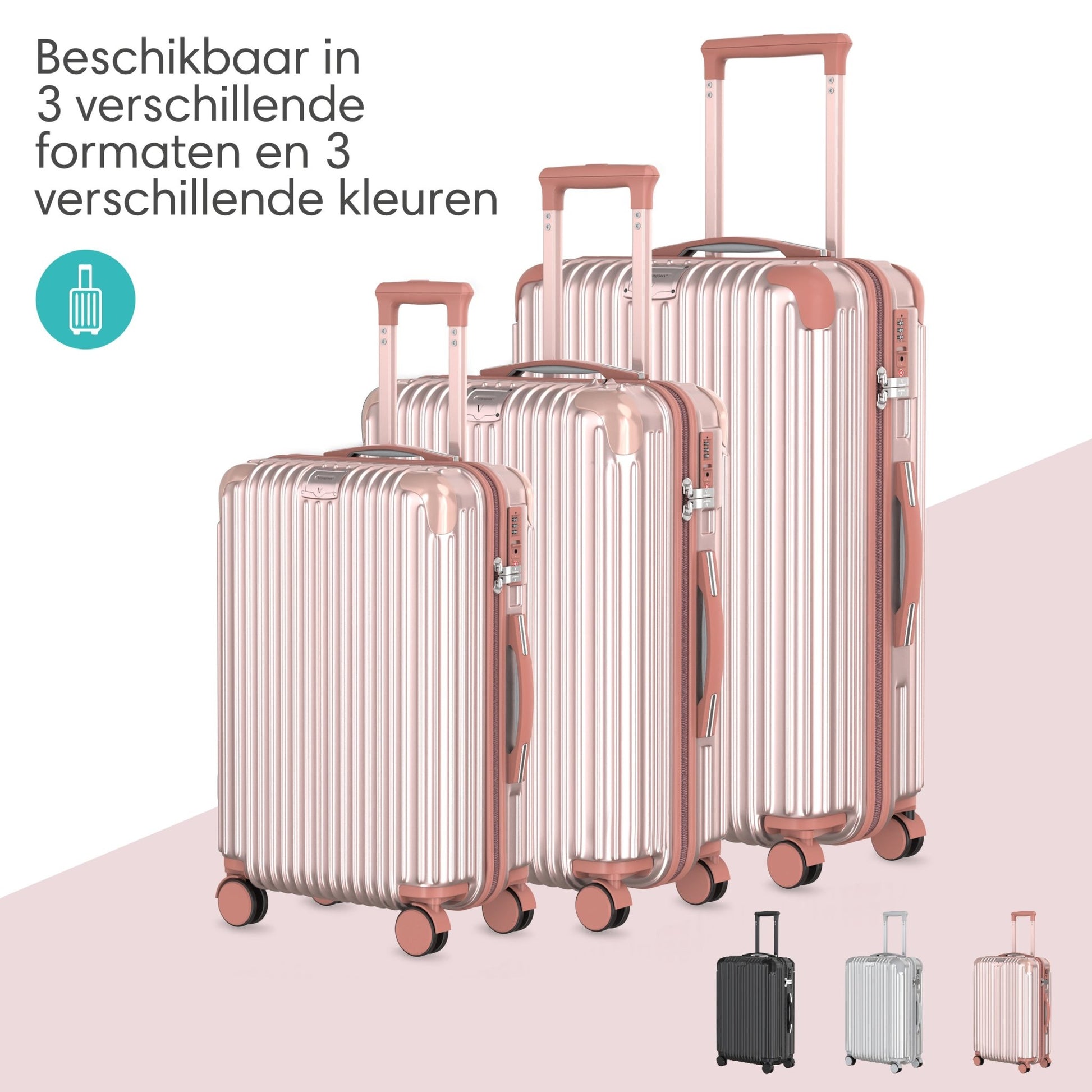 Voyagoux® ESSENTIALS - Handbagage - Stijlvolle Reiskoffer - Rose Gold | 40L, Small (S) - Voyagoux