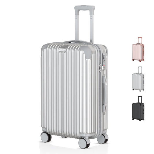 Voyagoux® ESSENTIALS - Handbagage - Stijlvolle Reiskoffer - Zilver | 40L, Small (S)