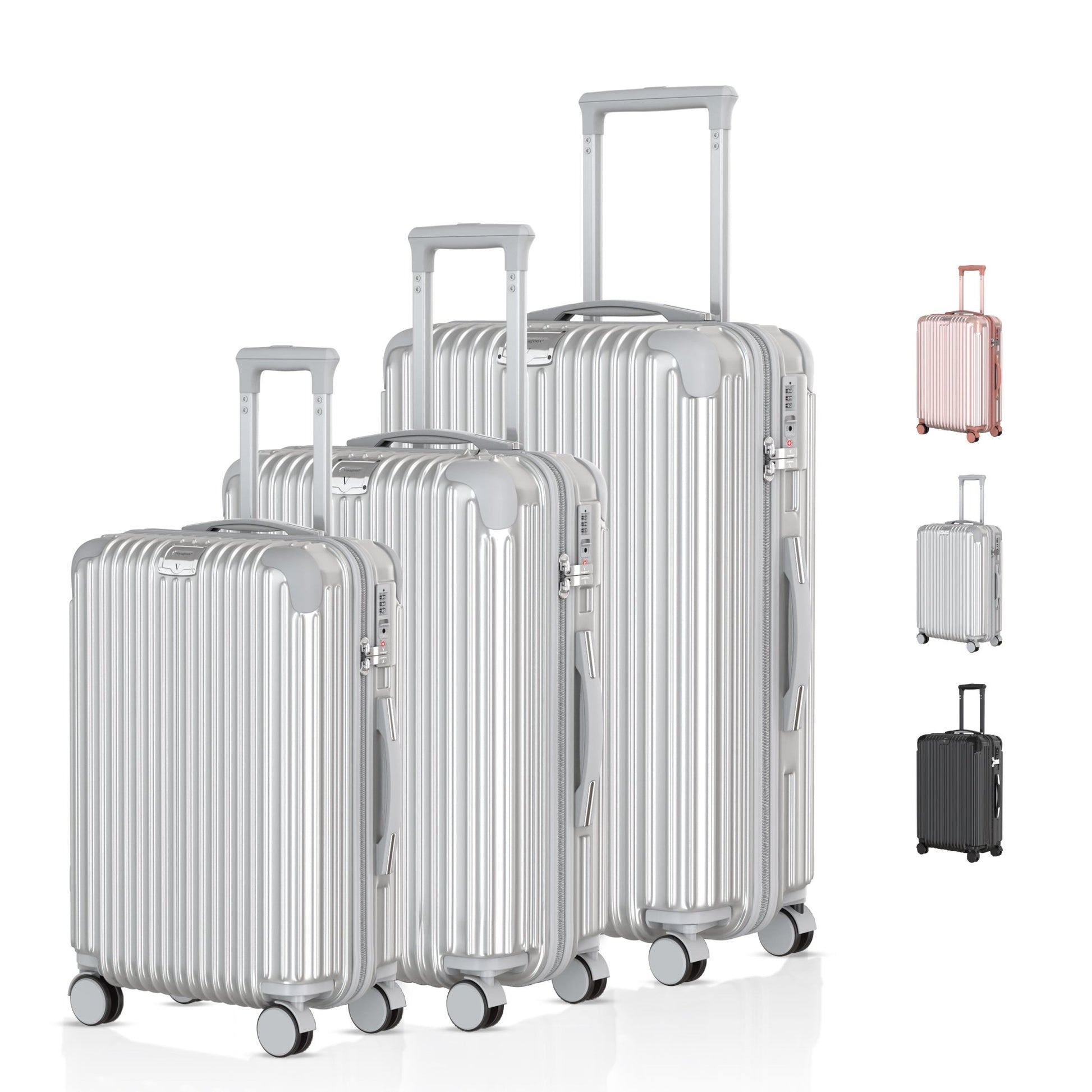 Voyagoux® ESSENTIALS - Handbagage - Stijlvolle Reiskoffer - Zilver | 40L, Small (S) - Voyagoux