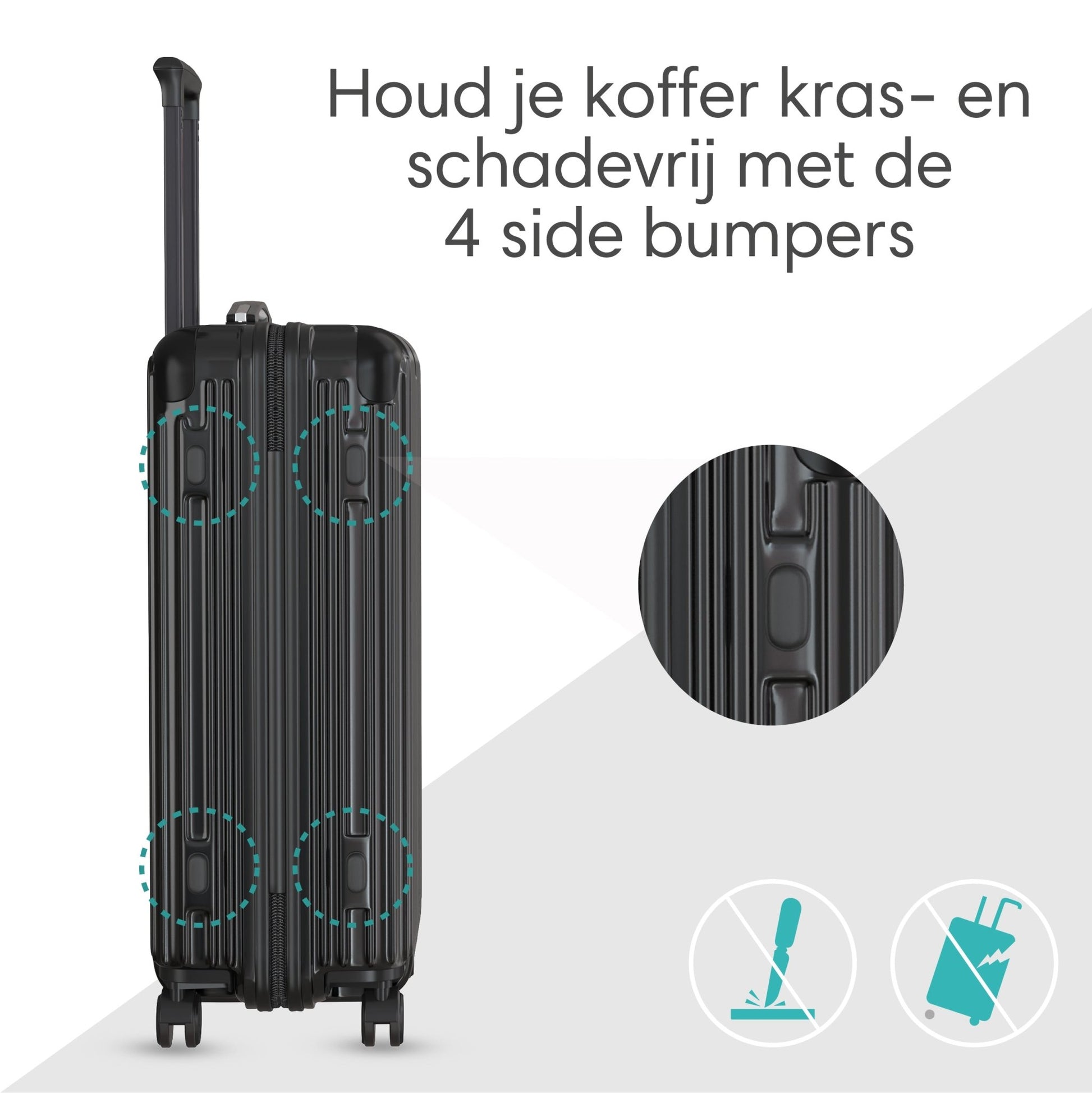 Voyagoux® ESSENTIALS - Handbagage - Stijlvolle Reiskoffer - Zwart | 40L, Small (S) - Voyagoux