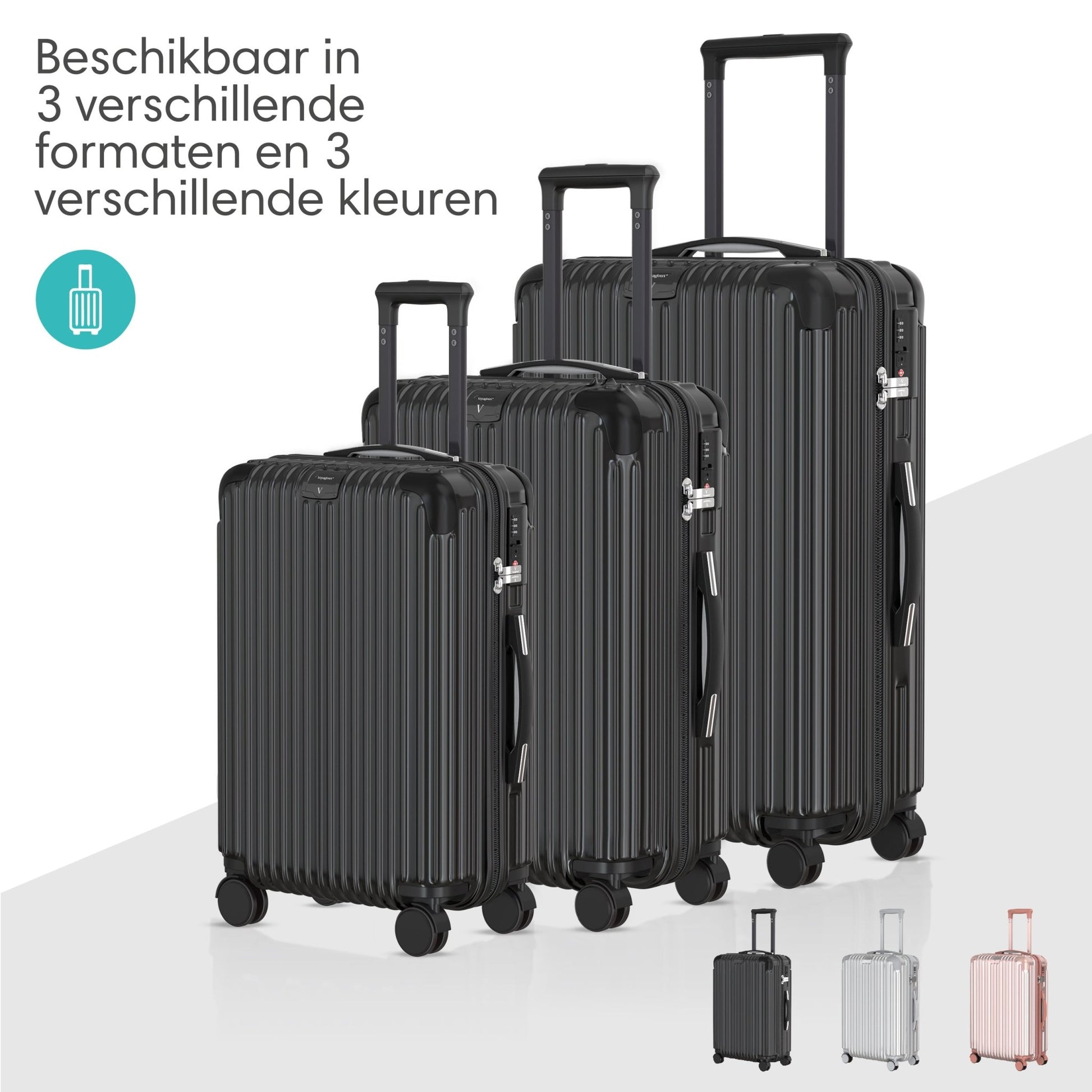 Voyagoux® ESSENTIALS - Handbagage - Stijlvolle Reiskoffer - Zwart | 40L, Small (S) - Voyagoux