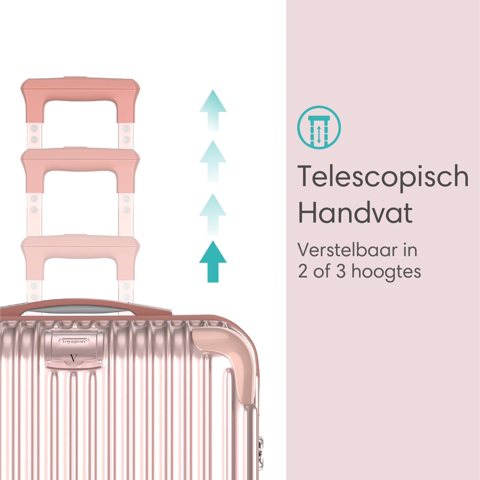 Voyagoux® ESSENTIALS - Stijlvolle Reiskoffer - Rose Gold | 116L, Large (L) - Voyagoux