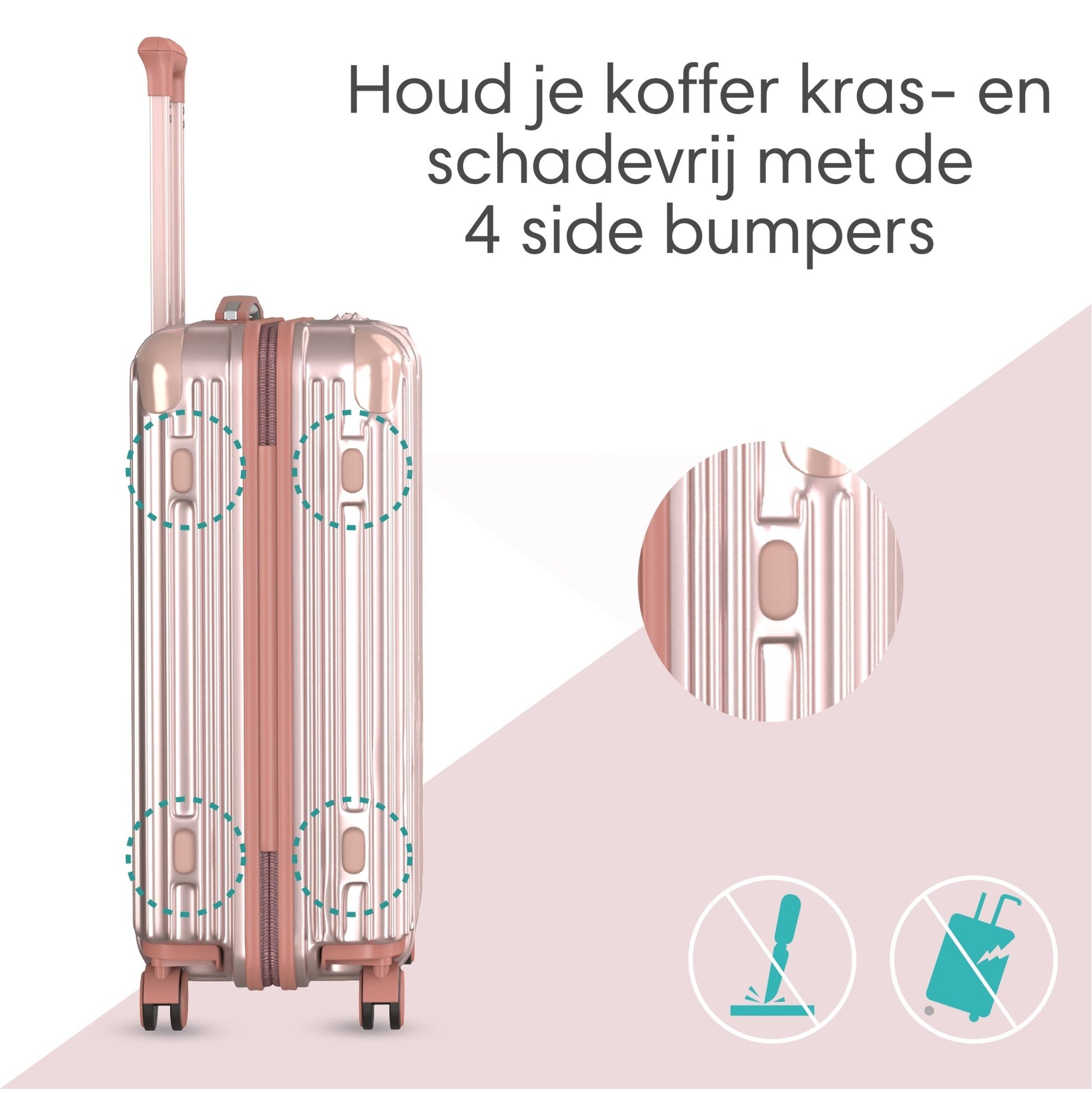 Voyagoux® ESSENTIALS - Stijlvolle Reiskoffer - Rose Gold | 116L, Large (L) - Voyagoux