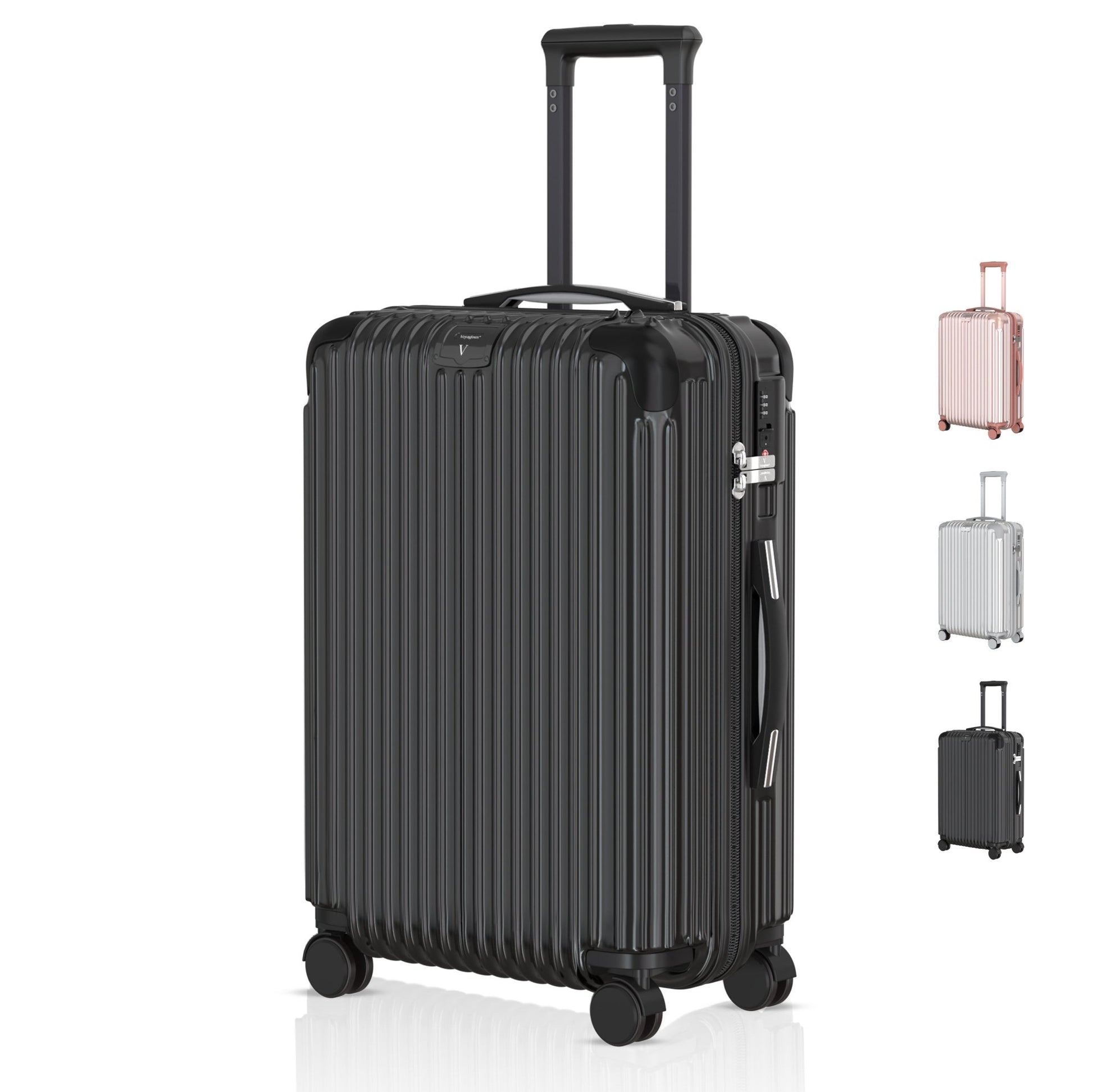 Voyagoux® ESSENTIALS - Stijlvolle Reiskoffer - Zwart | 72L, Medium (M) - Voyagoux