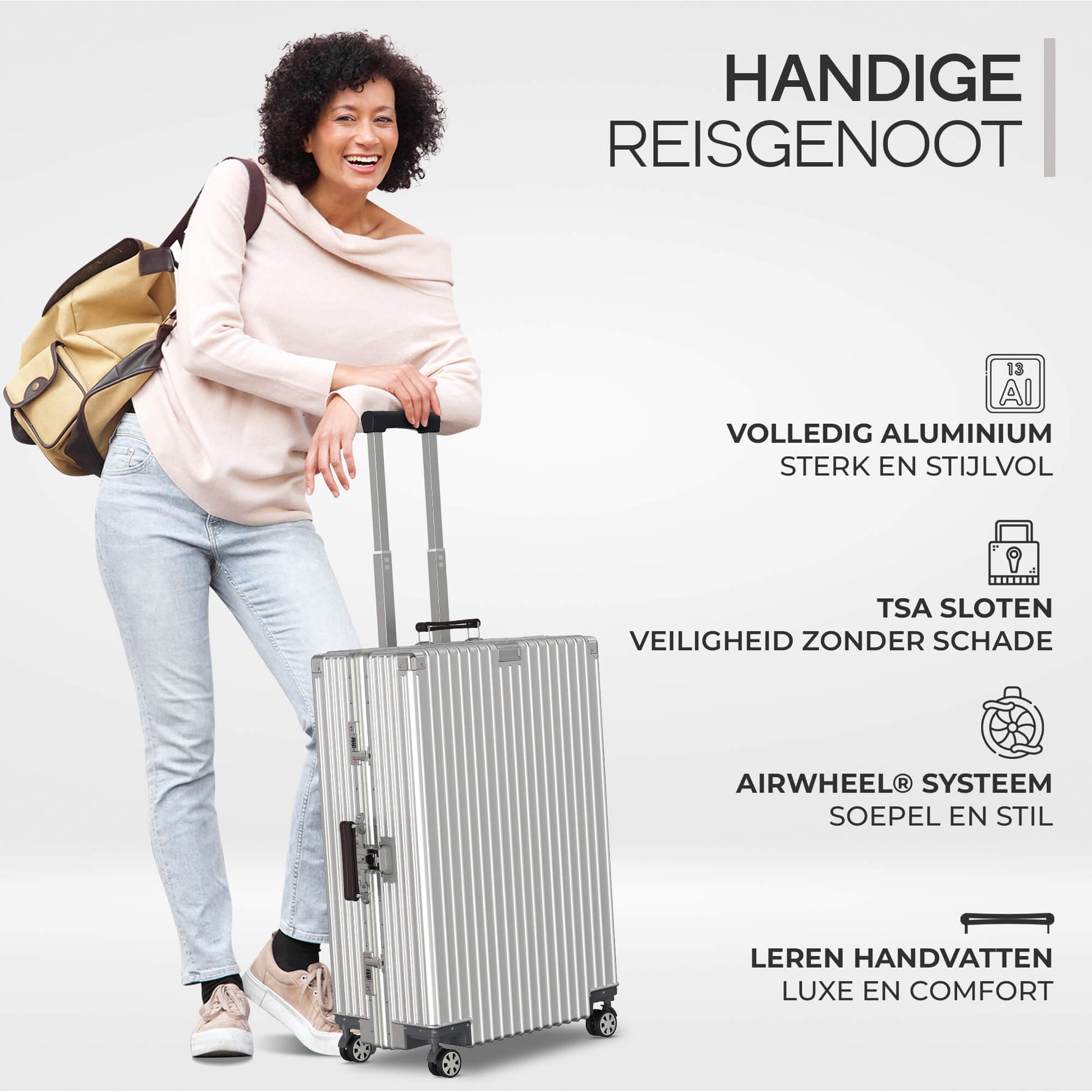 Voyagoux® ICON - 2 - delige Premium Aluminium Reiskoffer Set - Zilver | S / L - Voyagoux