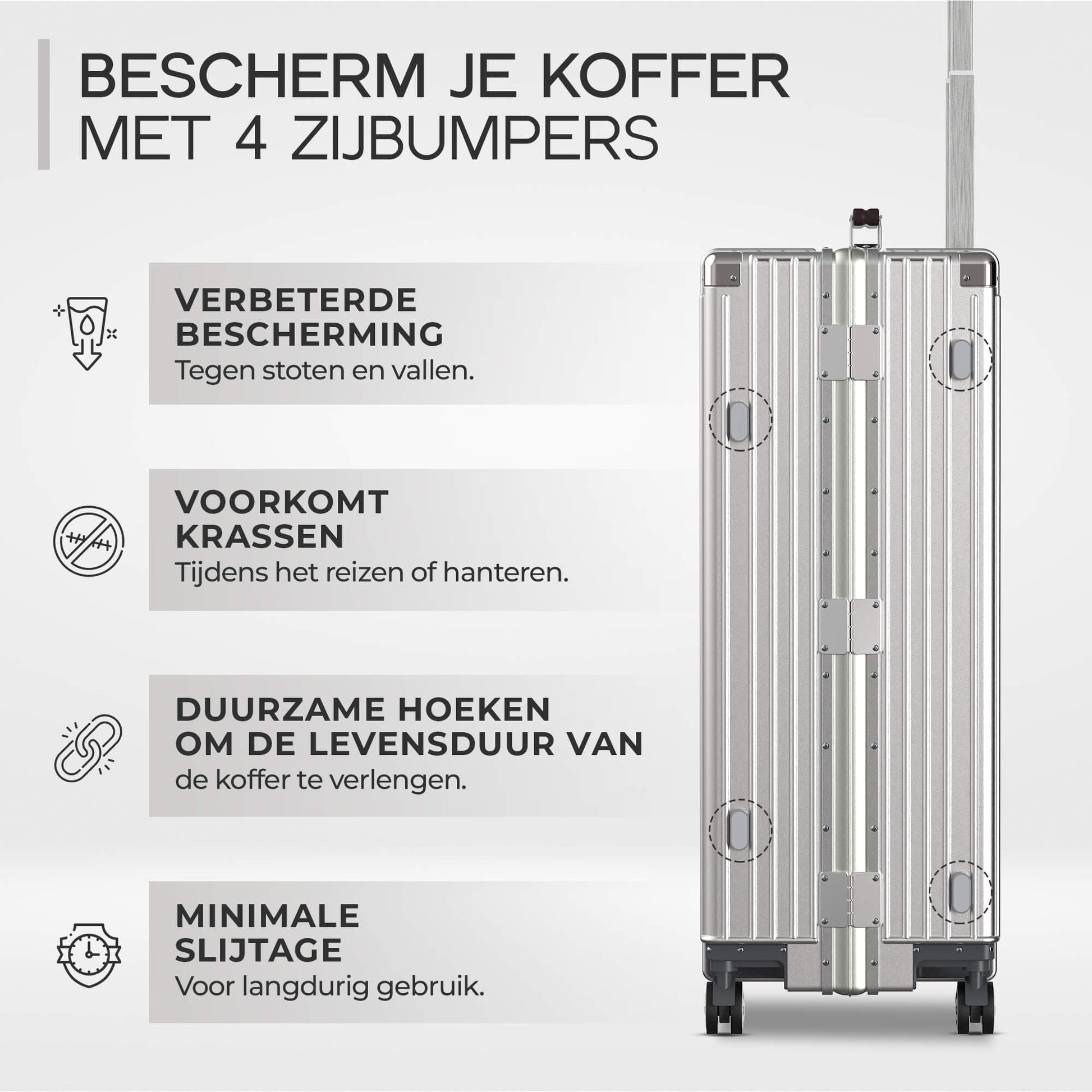 Voyagoux® ICON - Premium Aluminium Reiskoffer - Zilver | 111L, Large (L) - Voyagoux