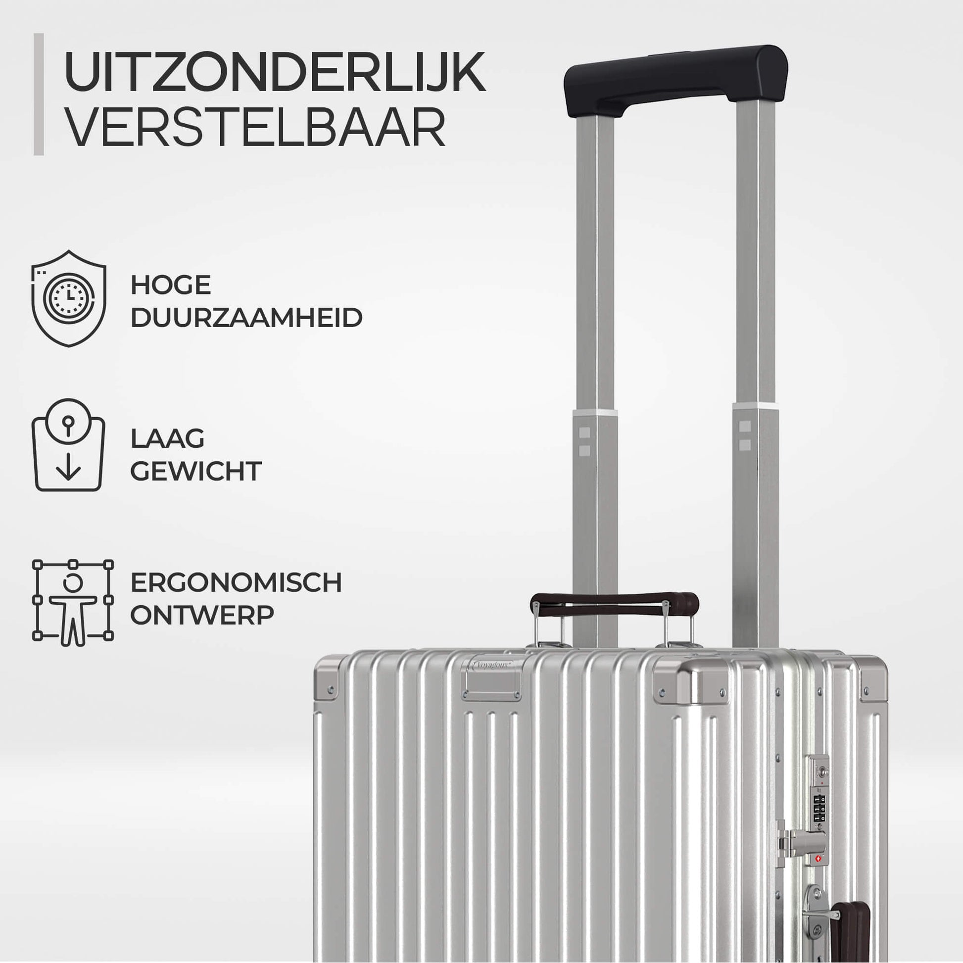 Voyagoux® ICON - Premium Aluminium Reiskoffer - Zilver | 40L, Small (S) - Voyagoux