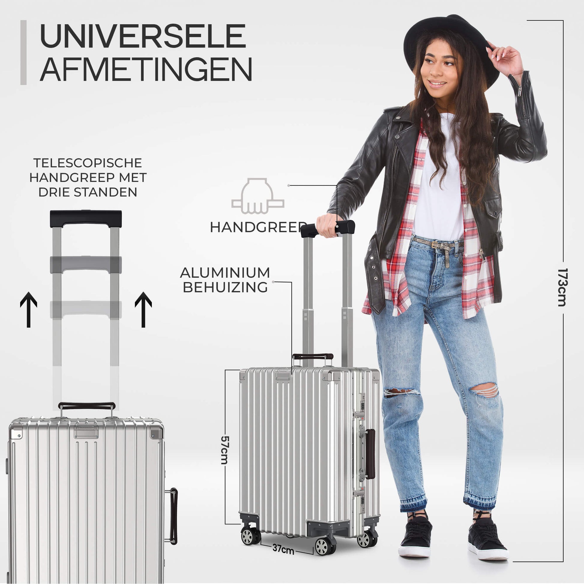 Voyagoux® ICON - Premium Aluminium Reiskoffer - Zilver | 40L, Small (S) - Voyagoux