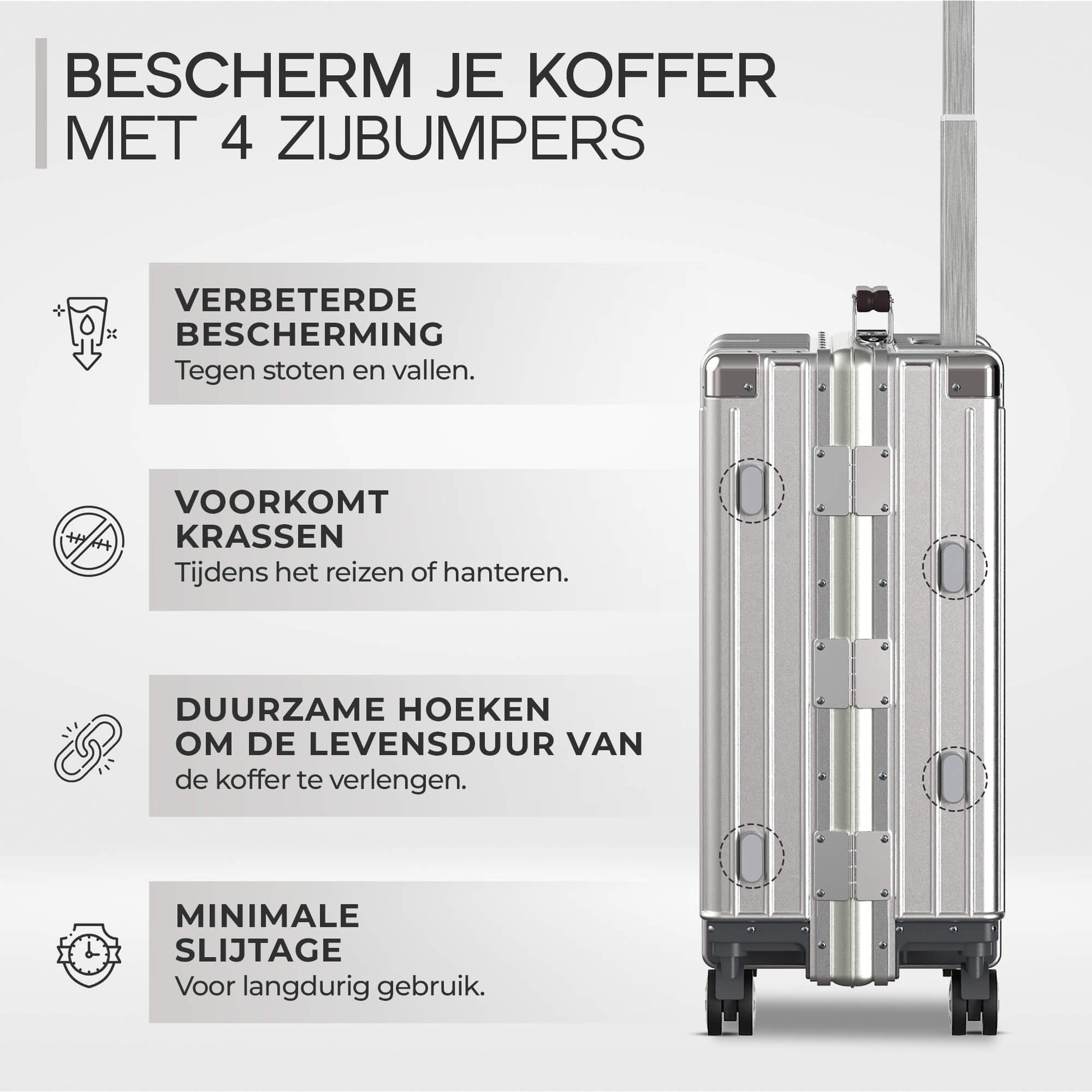 Voyagoux® ICON - Premium Aluminium Reiskoffer - Zilver | 40L, Small (S) - Voyagoux