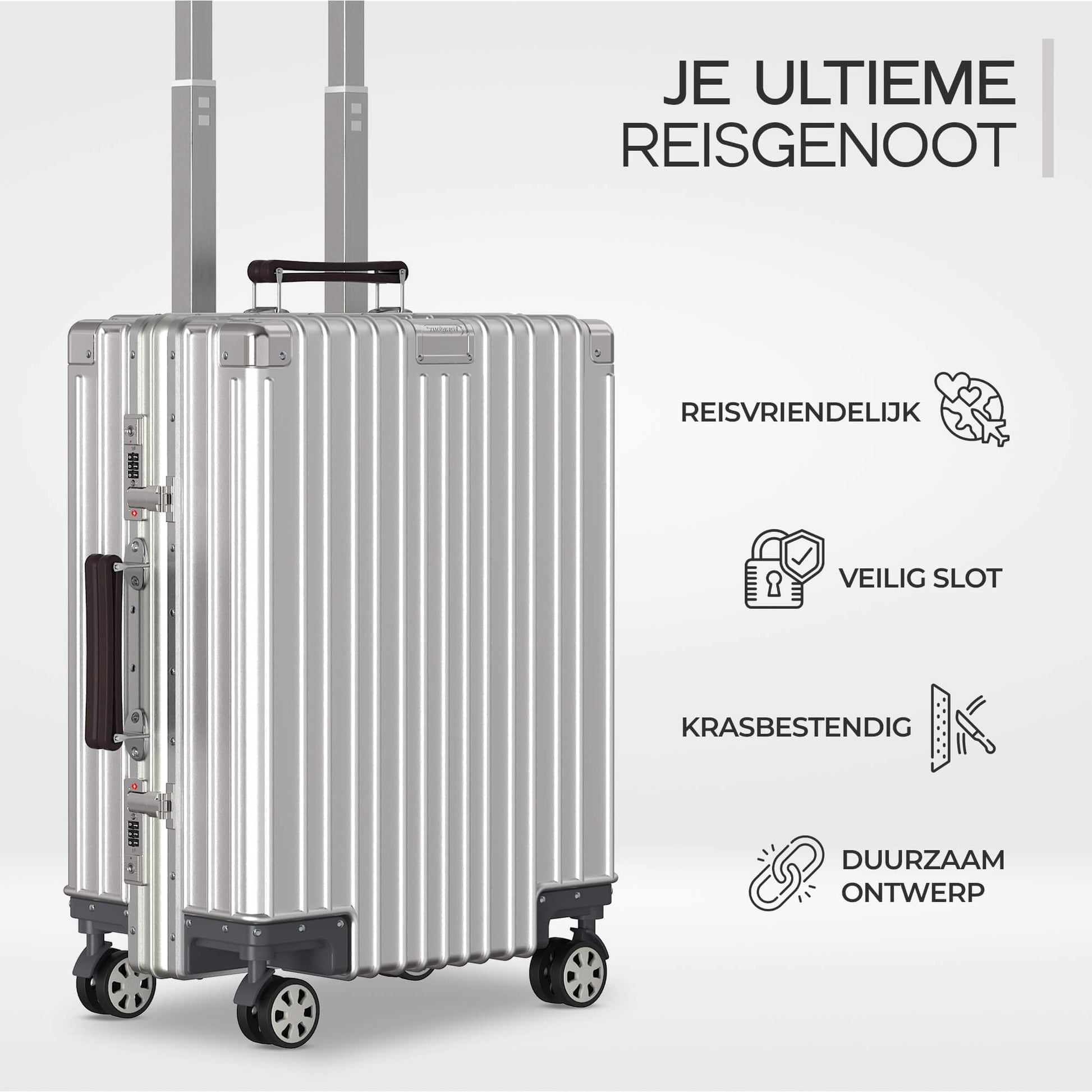 Voyagoux® ICON - Premium Aluminium Reiskoffer - Zilver | 40L, Small (S) - Voyagoux