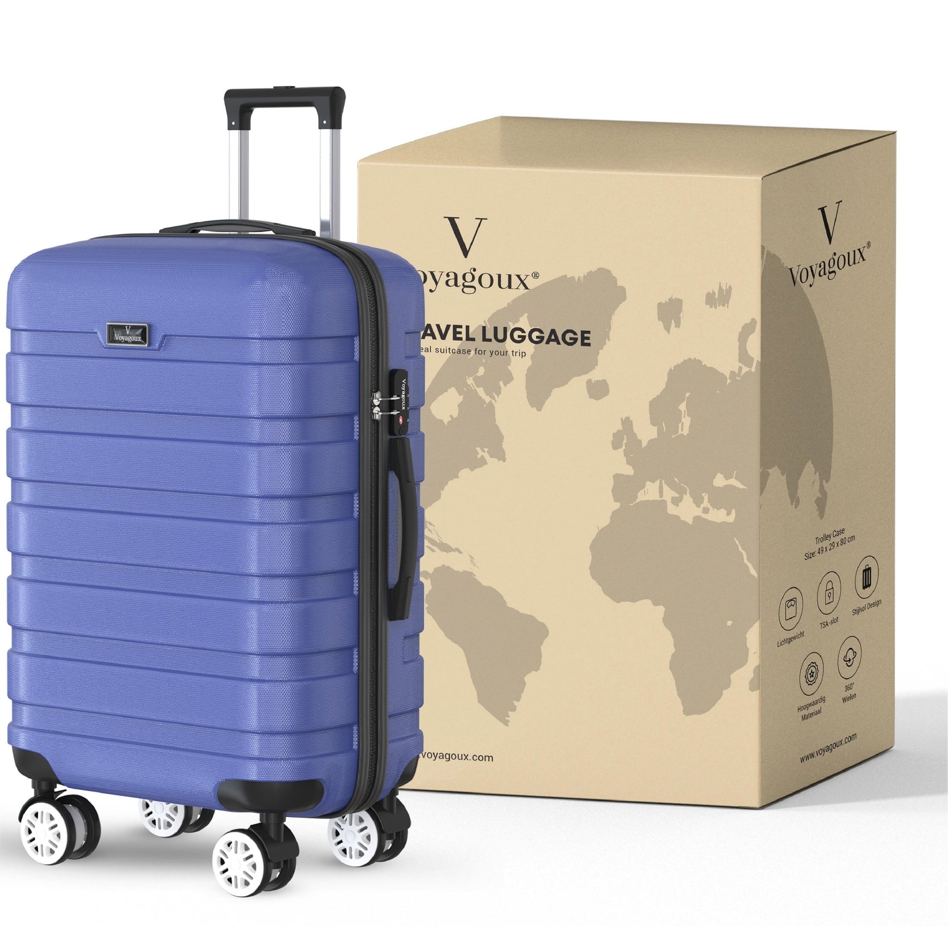 Voyagoux® REVELATION - Handbagage Reiskoffer - 39L - Koffers - Reiskoffer met wielen - Blauw - TSA Slot - Voyagoux