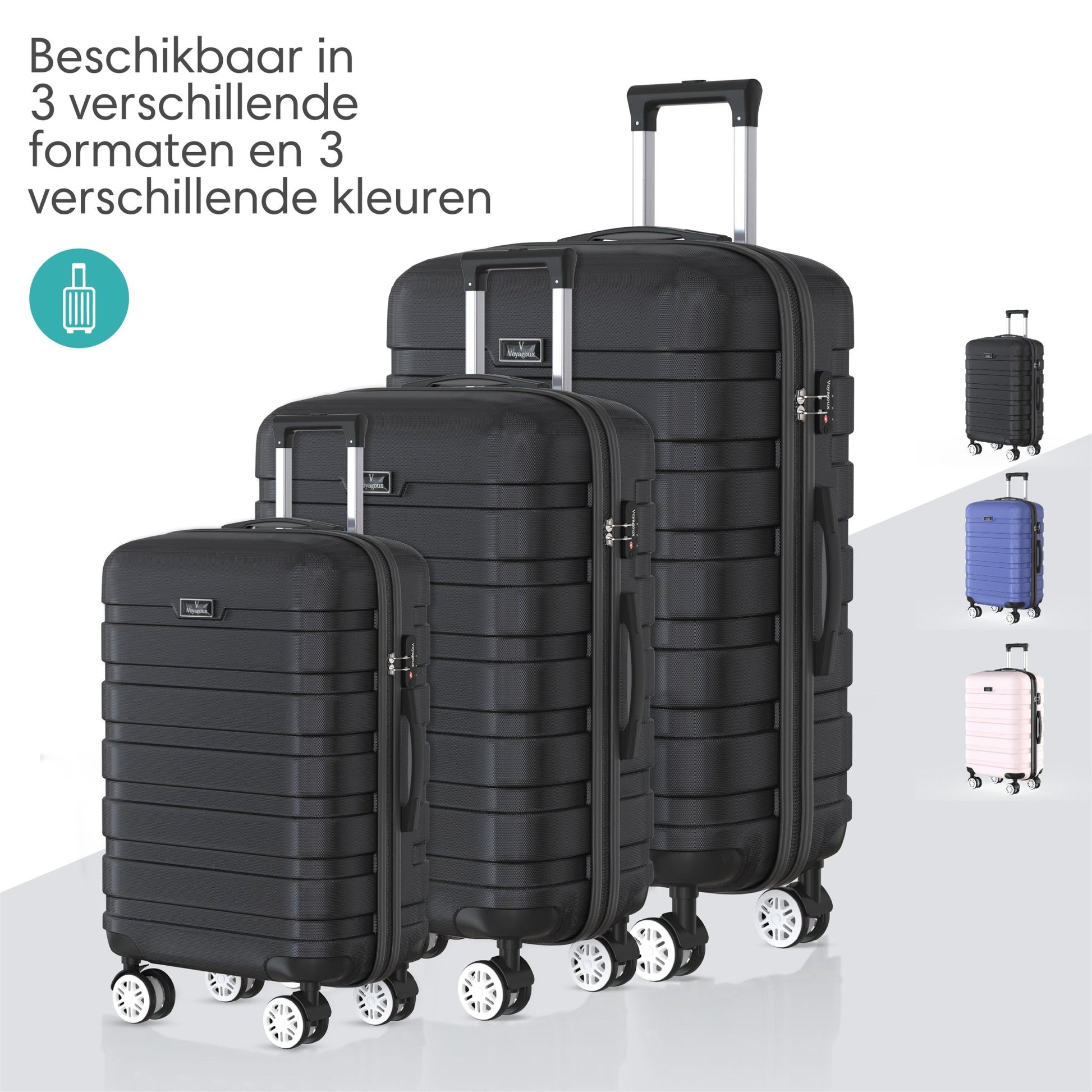 Voyagoux® REVELATION - Handbagage Reiskoffer - 39L - Koffers - Reiskoffer met wielen - Zwart - TSA Slot - Voyagoux