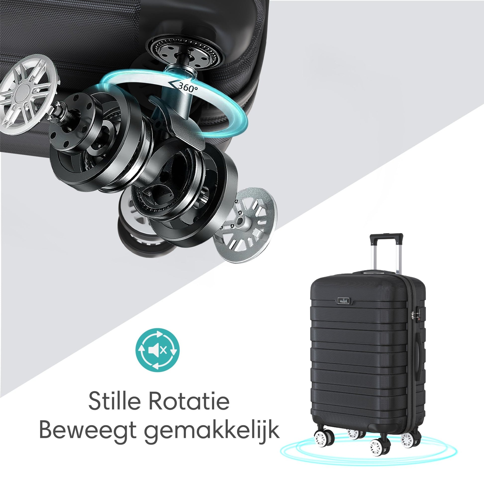 Voyagoux® REVELATION - Handbagage Reiskoffer - 39L - Koffers - Reiskoffer met wielen - Zwart - TSA Slot - Voyagoux