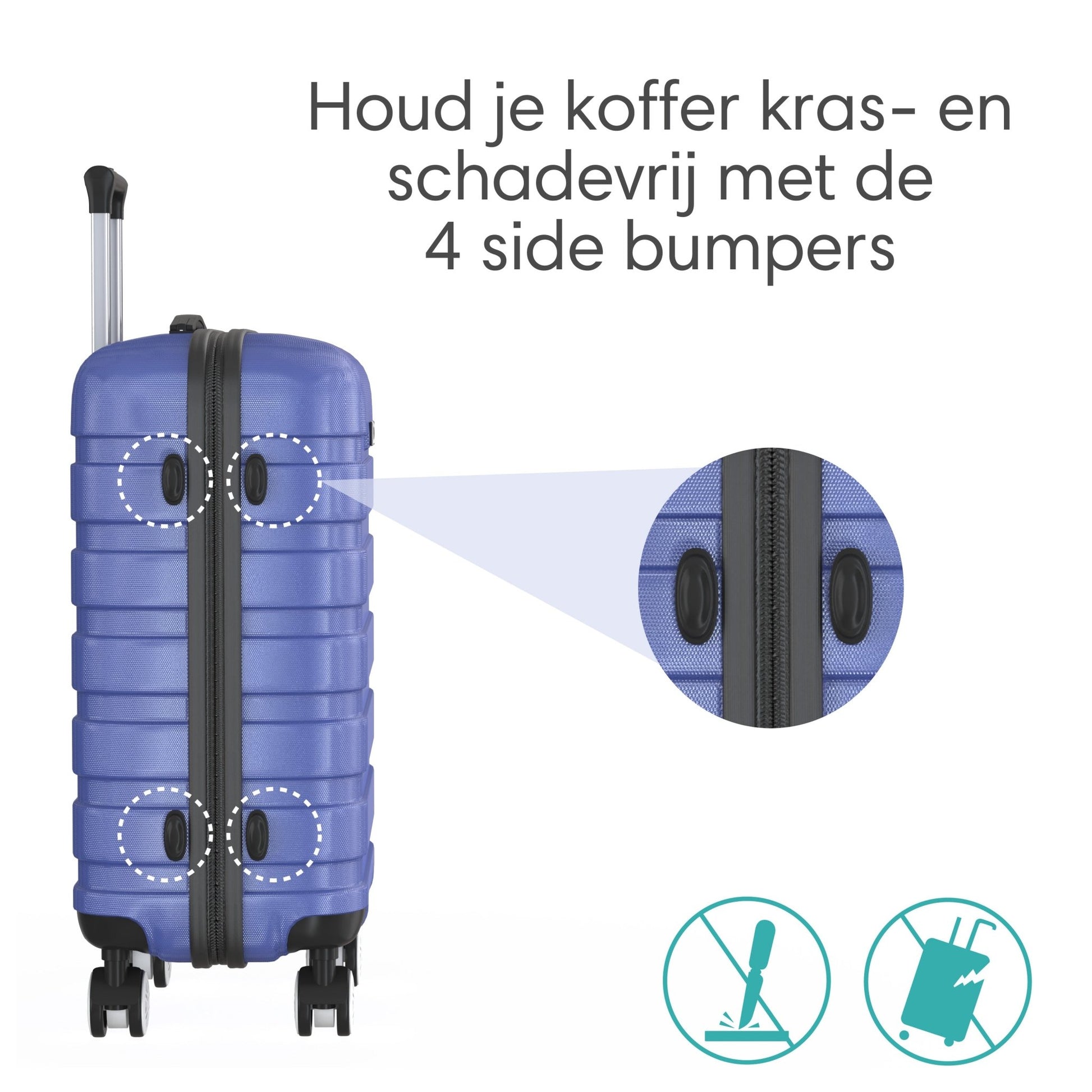 Voyagoux® REVELATION - Reiskoffer Large - 113L - Koffers - Reiskoffer met wielen - Blauw - TSA Slot - Voyagoux