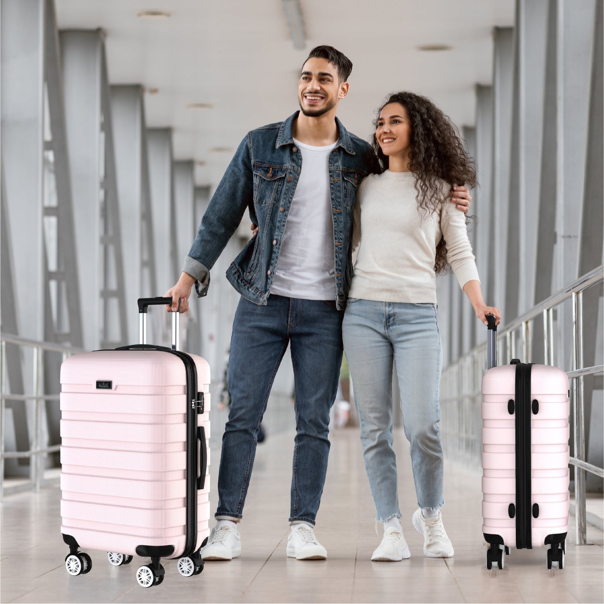 Voyagoux® REVELATION - Reiskoffer Large - 113L - Koffers - Reiskoffer met wielen - Lichtroze - TSA Slot - Voyagoux