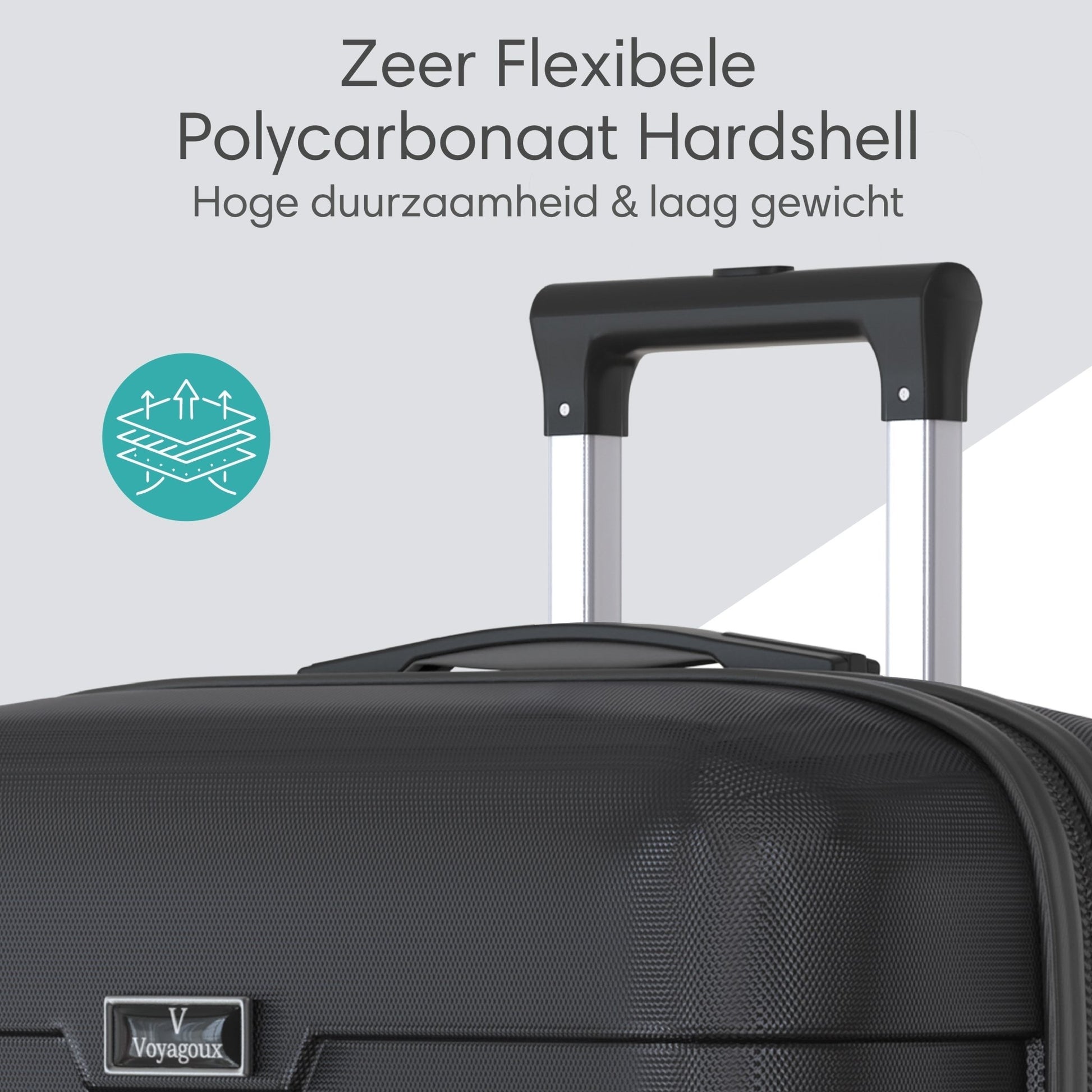 Voyagoux® REVELATION - Reiskoffer Large - 113L - Koffers - Reiskoffer met wielen - Zwart - TSA Slot - Voyagoux