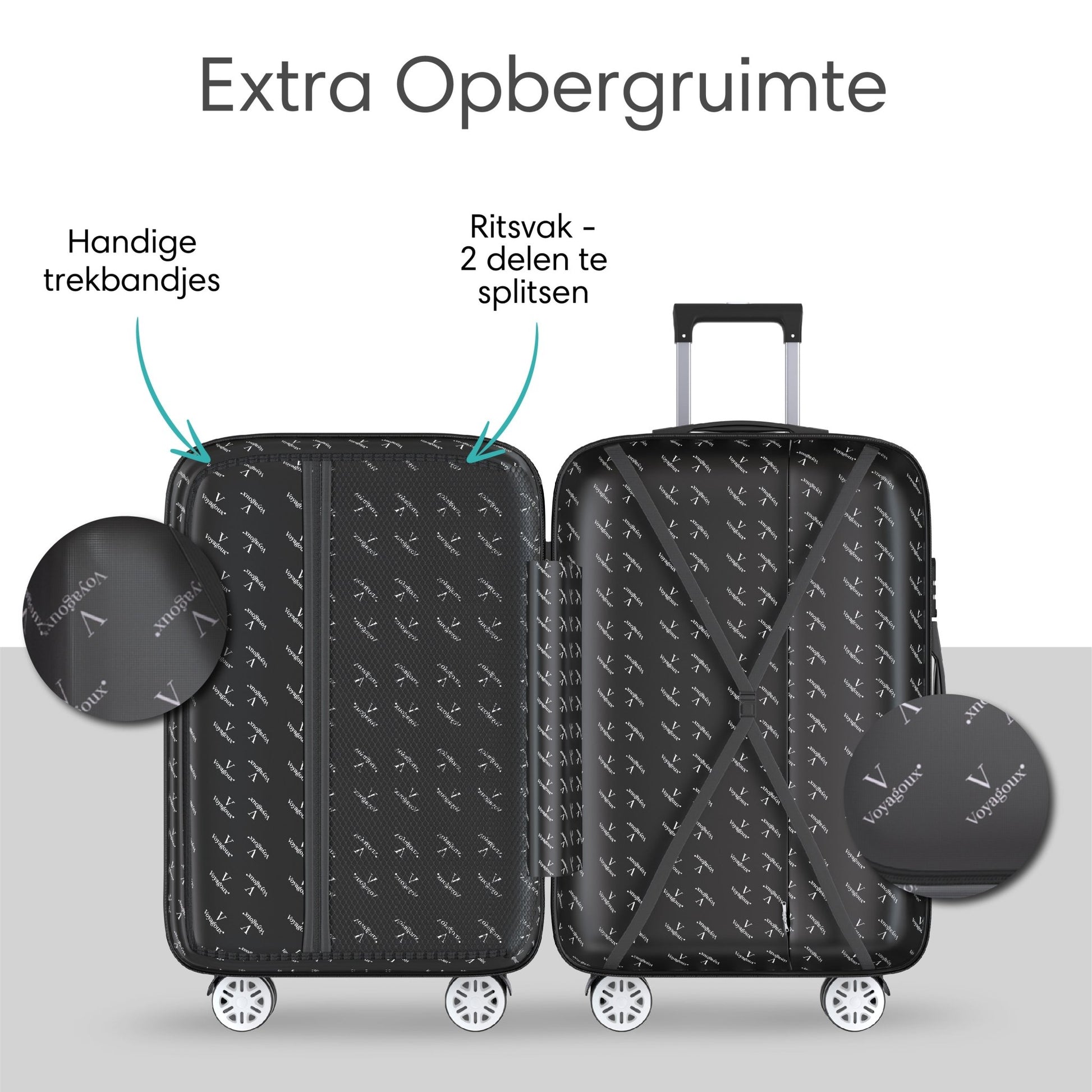 Voyagoux® REVELATION - Reiskoffer Medium - 71L - Koffers - Reiskoffer met wielen - Lichtroze - TSA Slot - Voyagoux